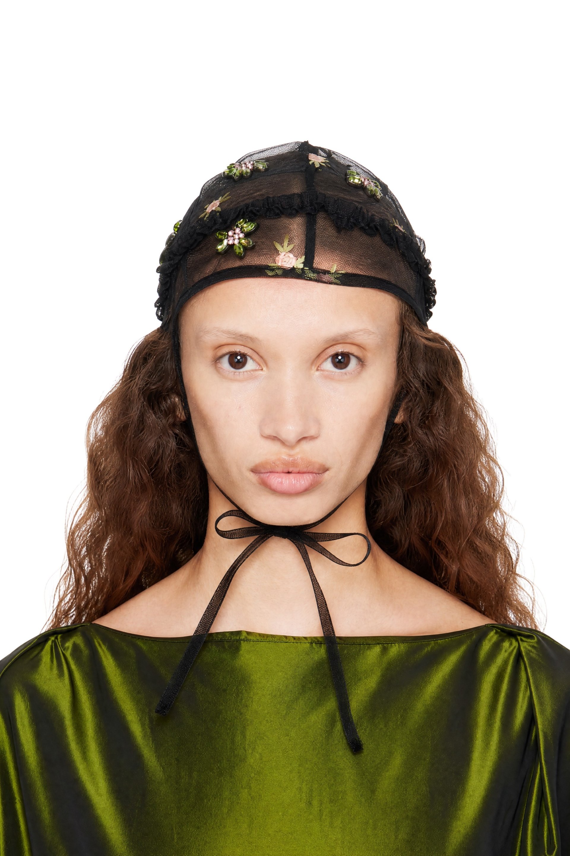 Simone Rocha - Black Frill Embellished Bonnet