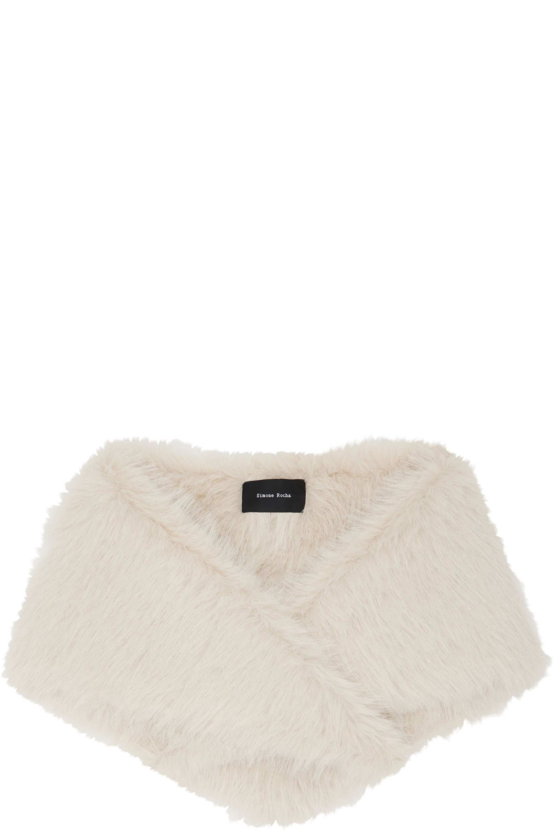 Simone Rocha - Off-White Embellished Faux Fur Neckerchief Scarf