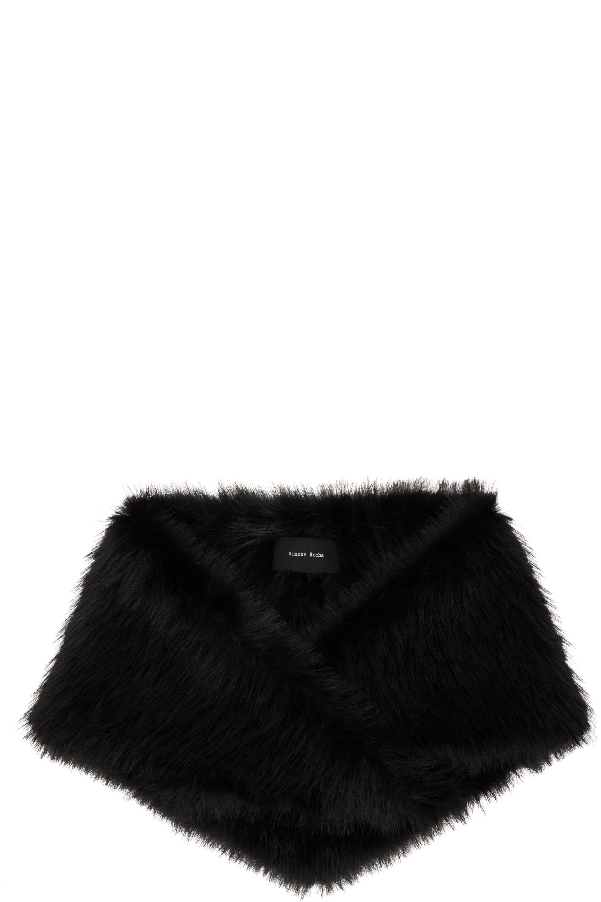 Simone Rocha - Black Embellished Faux Fur Neckerchief Scarf