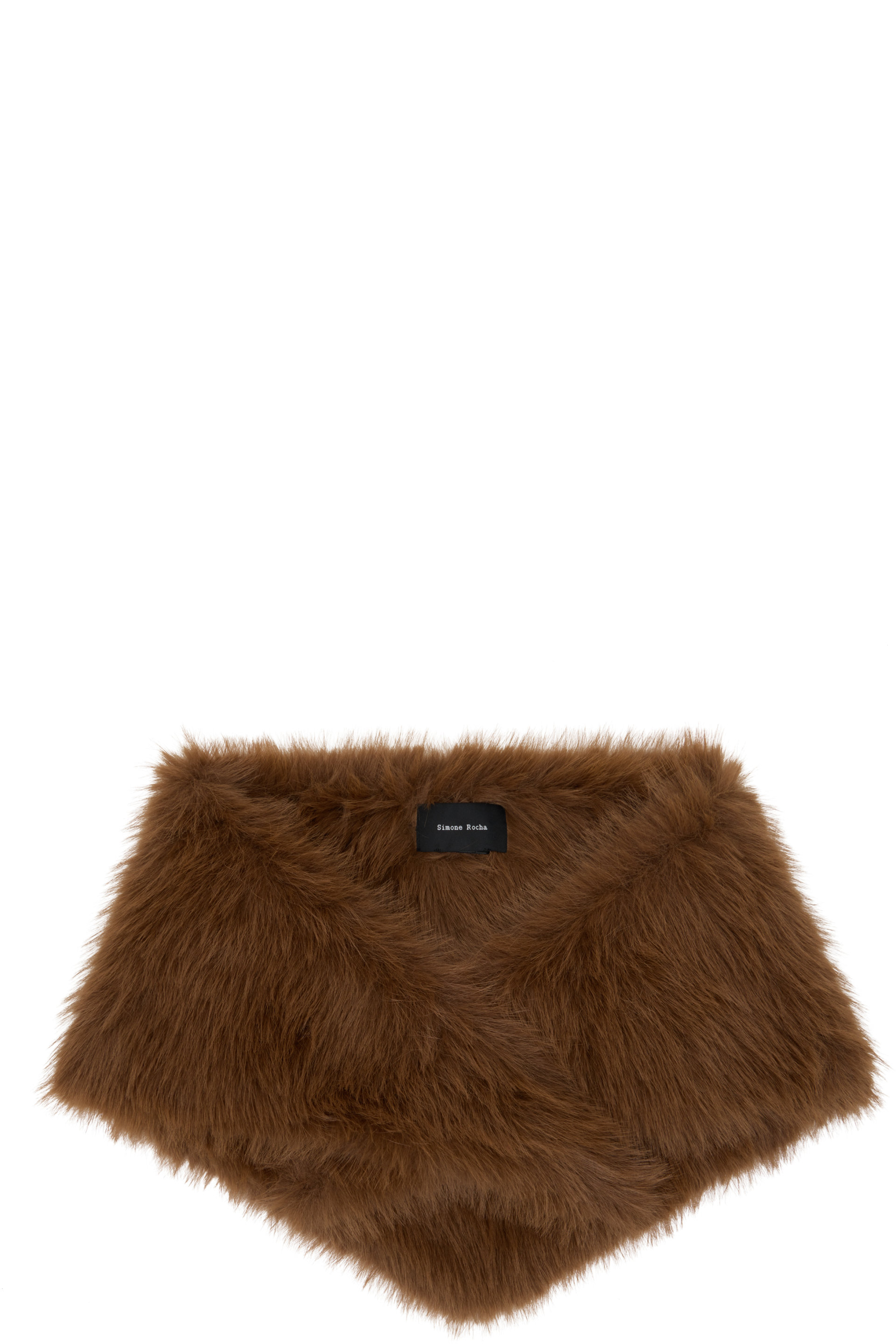 Simone Rocha - Brown Embellished Faux Fur Neckerchief Scarf