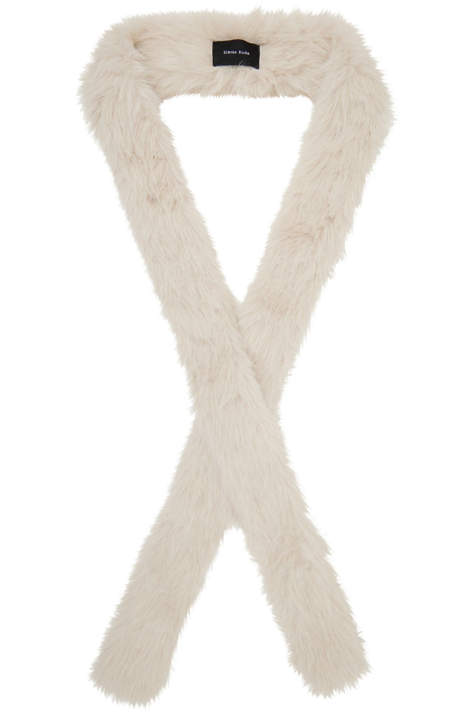 Simone Rocha - Off-White Skinny Faux Fur Scarf