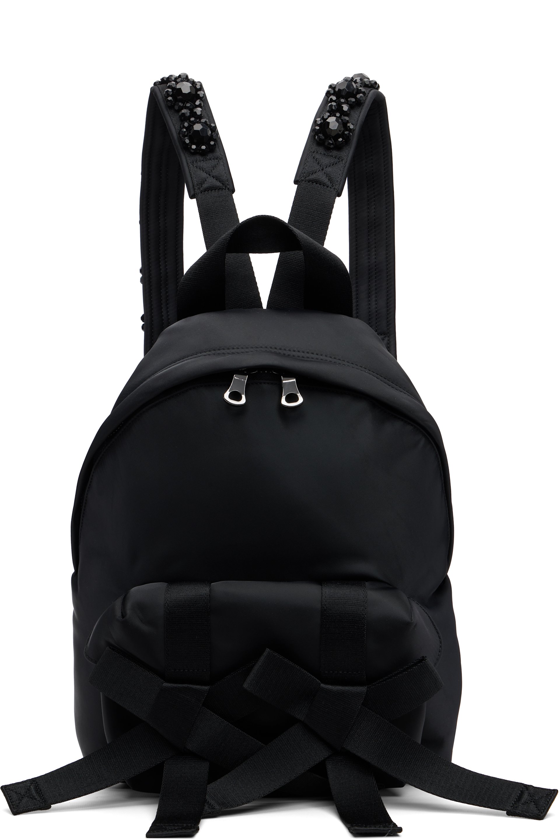 Simone Rocha - Black Beaded Utility Bow Backpack