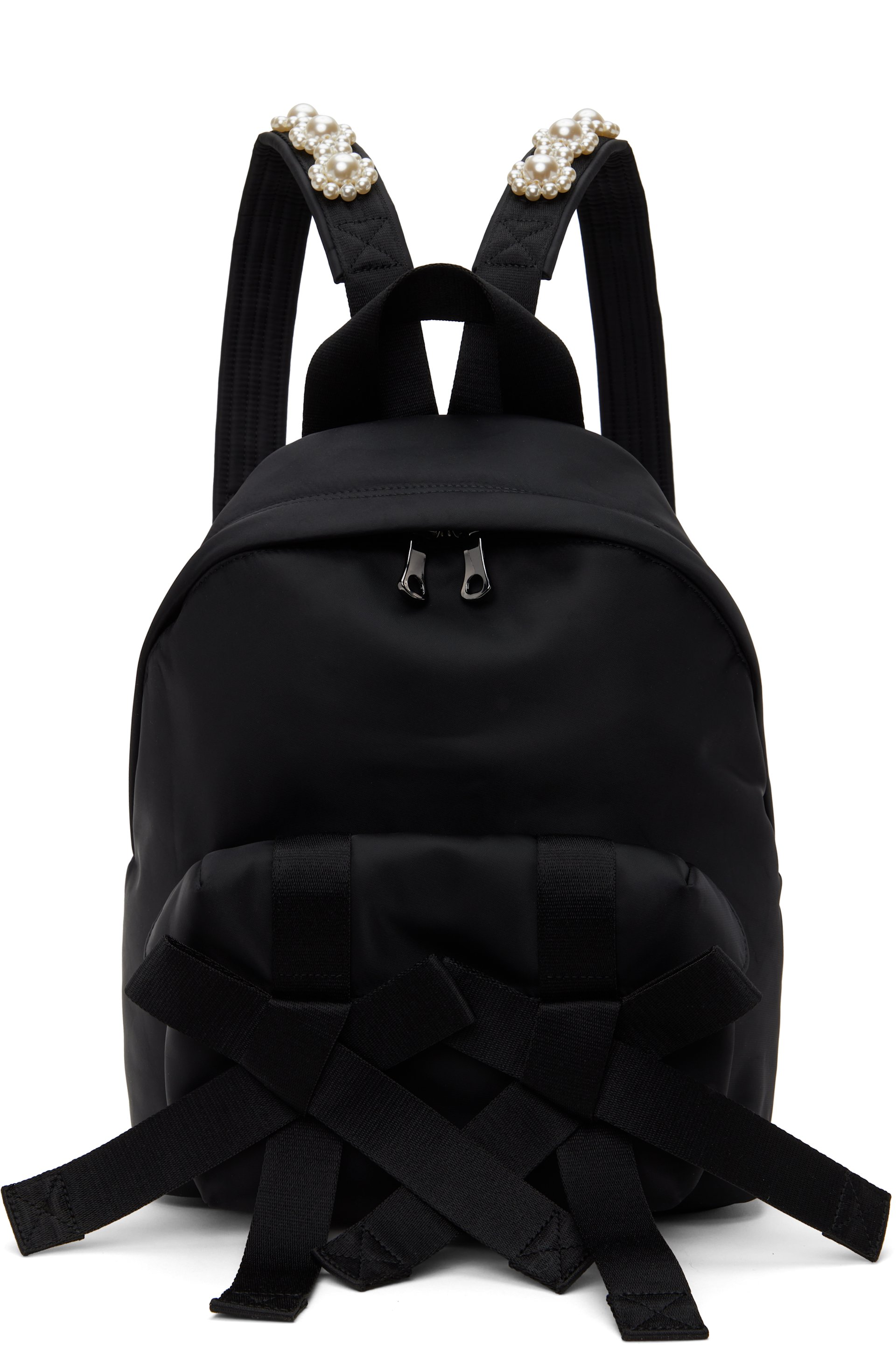 Simone Rocha - Black Beaded Utility Bow Backpack