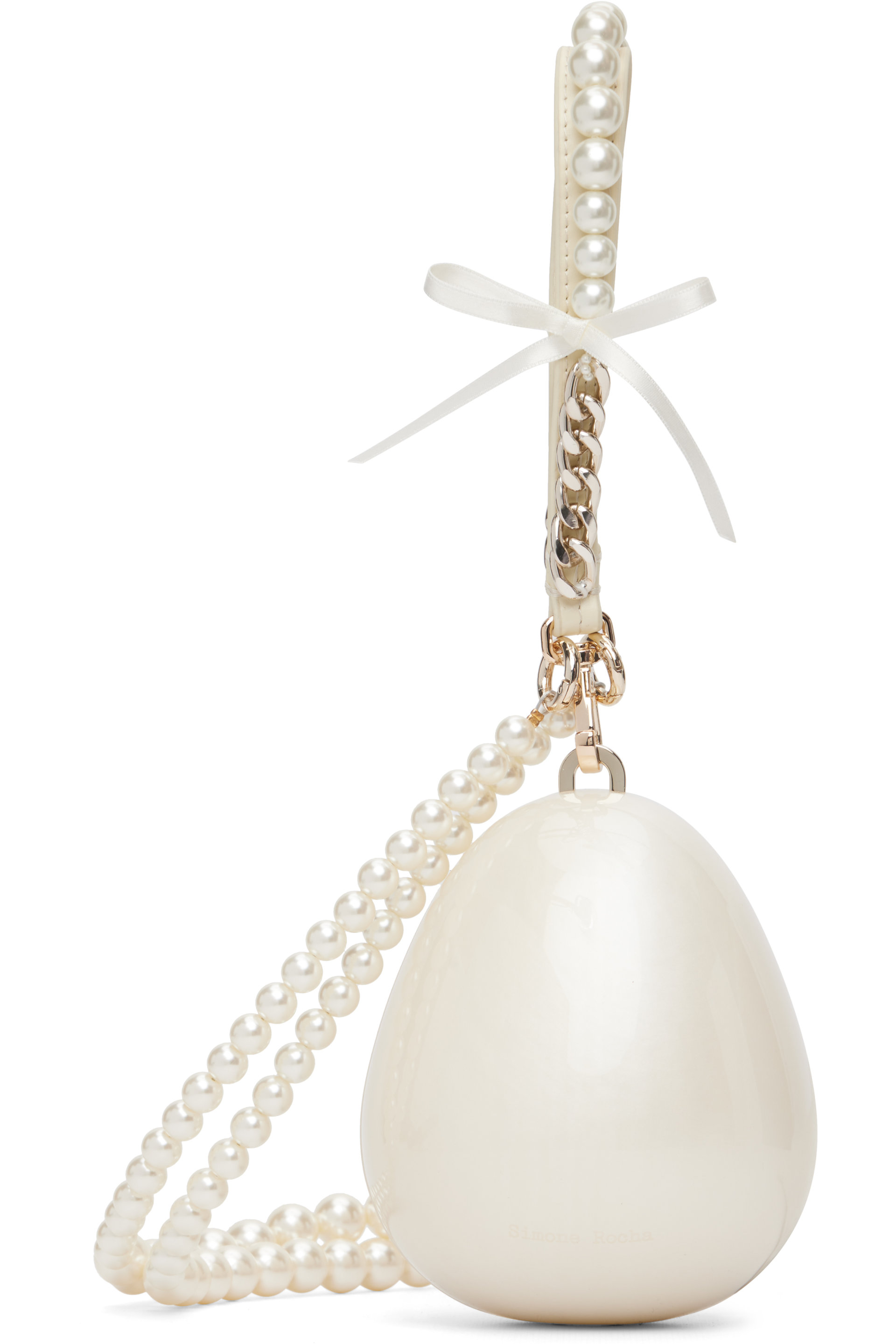 Simone Rocha - Off-White Pearl Crossbody Micro Egg Bag