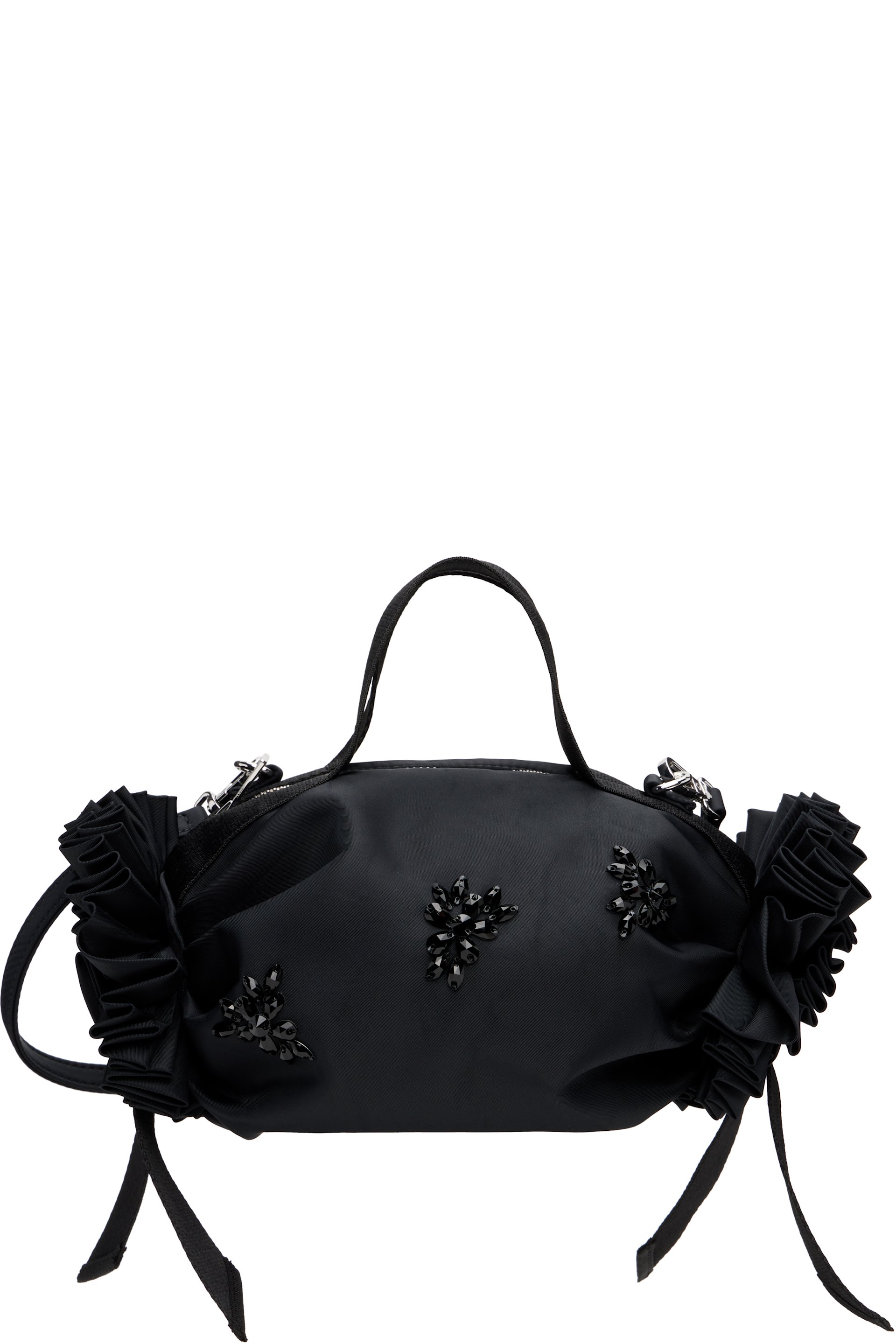 Simone Rocha - Black Mini Double Ribbon Rosette Top Handle Bag