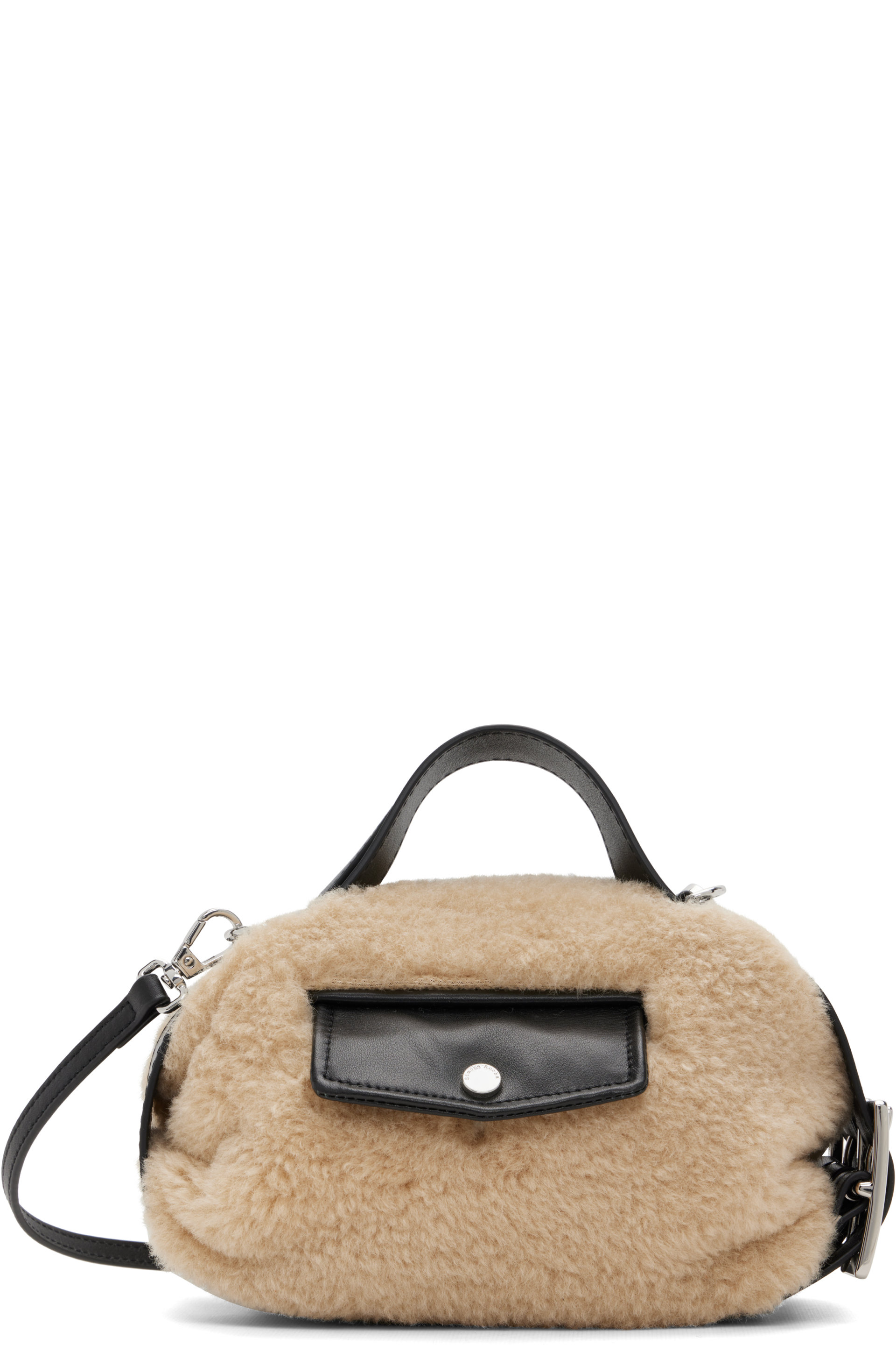 Simone Rocha - Beige Mini Faux Fur Biker Belt Bag