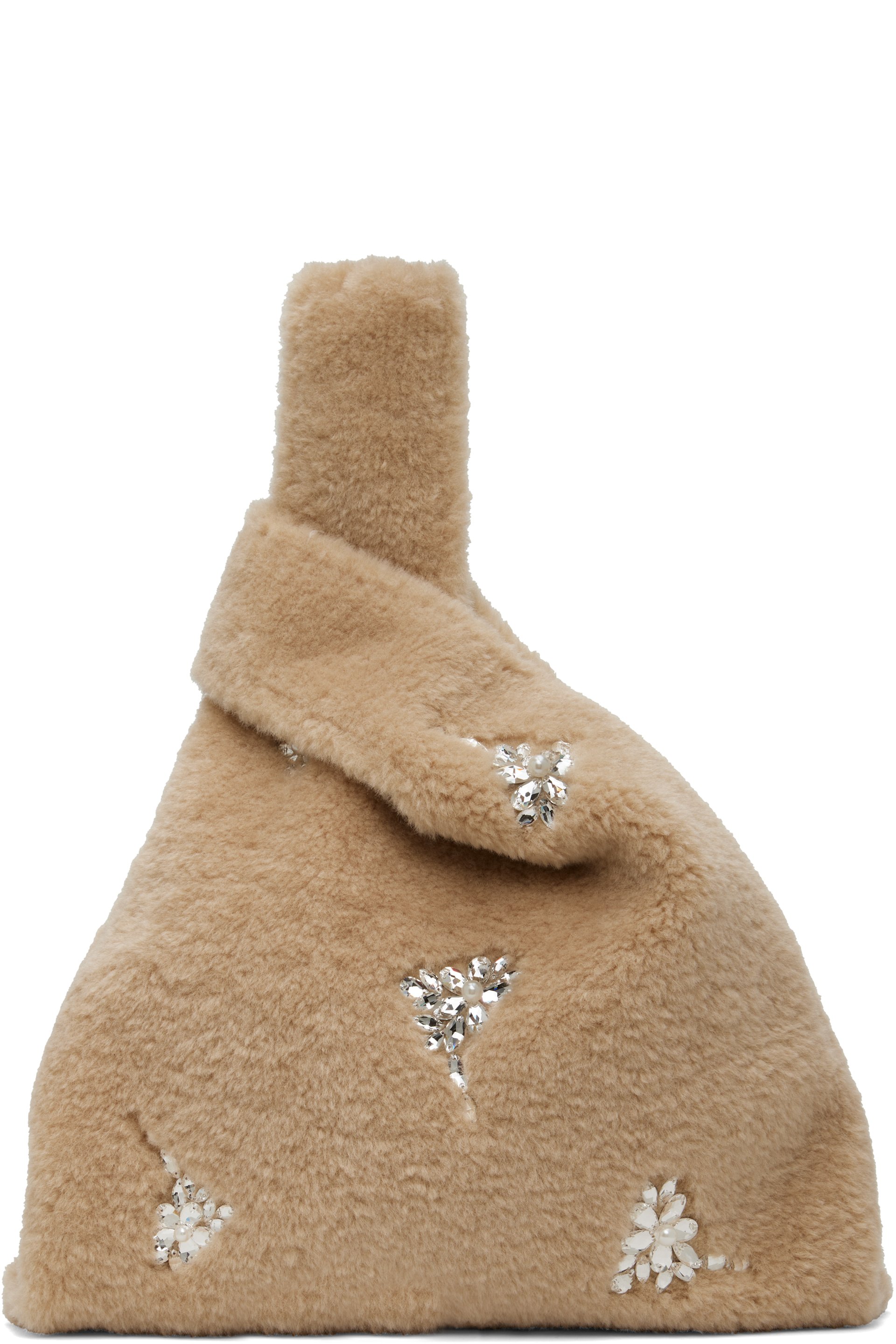 Simone Rocha - Beige Embellished Faux Fur Shopper Tote