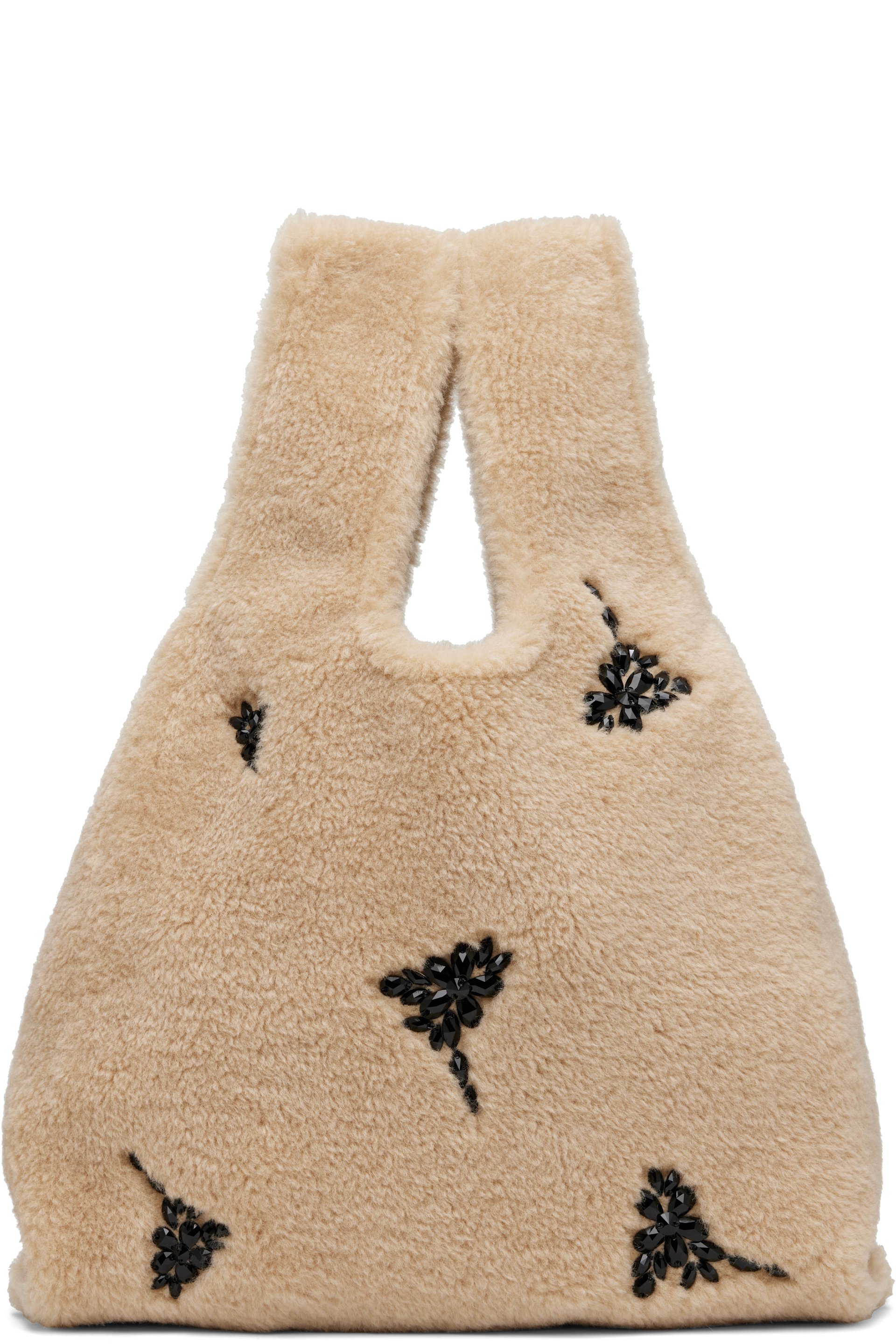 Simone Rocha - Beige Embellished Faux Fur Shopper Tote