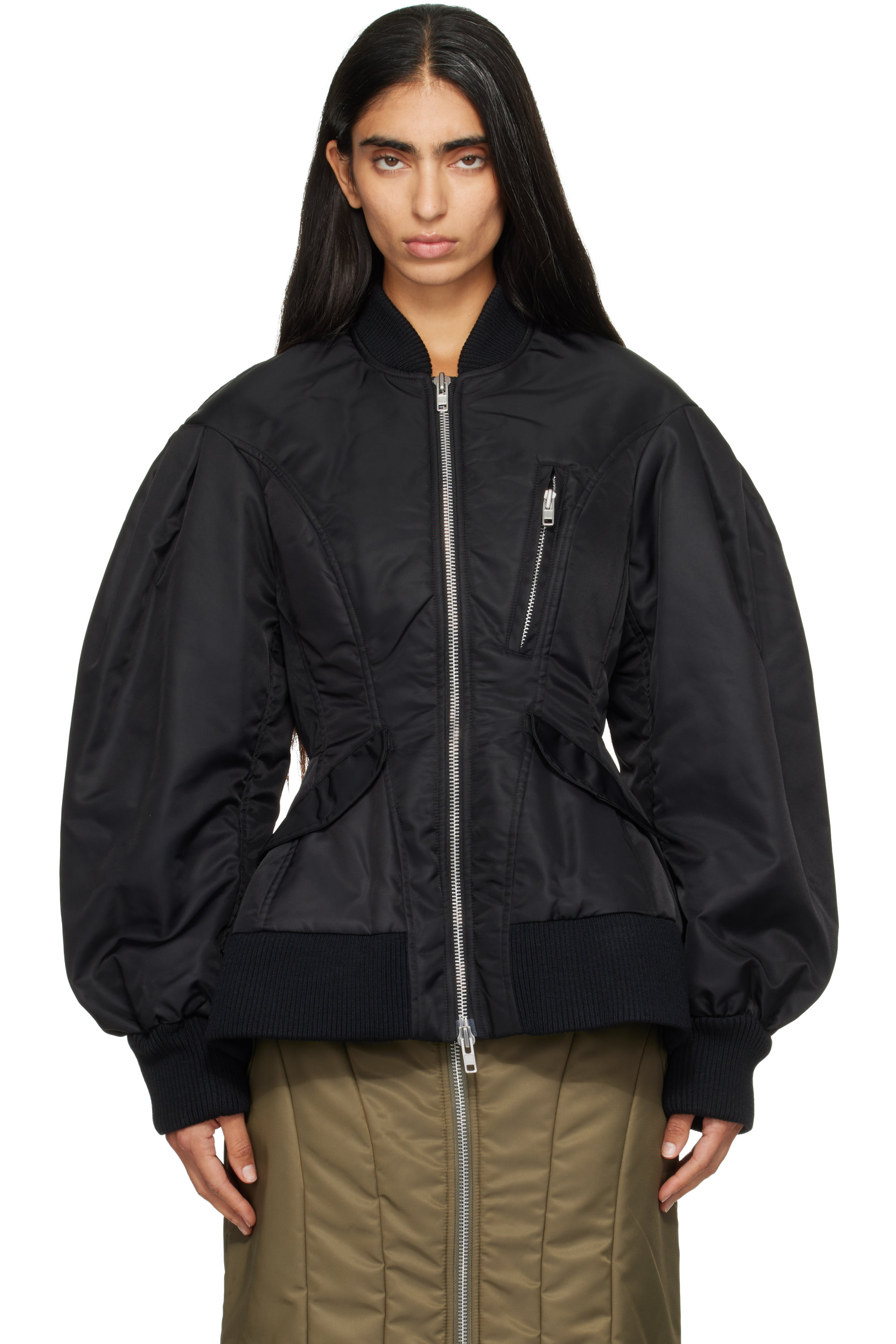 Simone Rocha - Black Padded Sculpted Bomber Jacket
