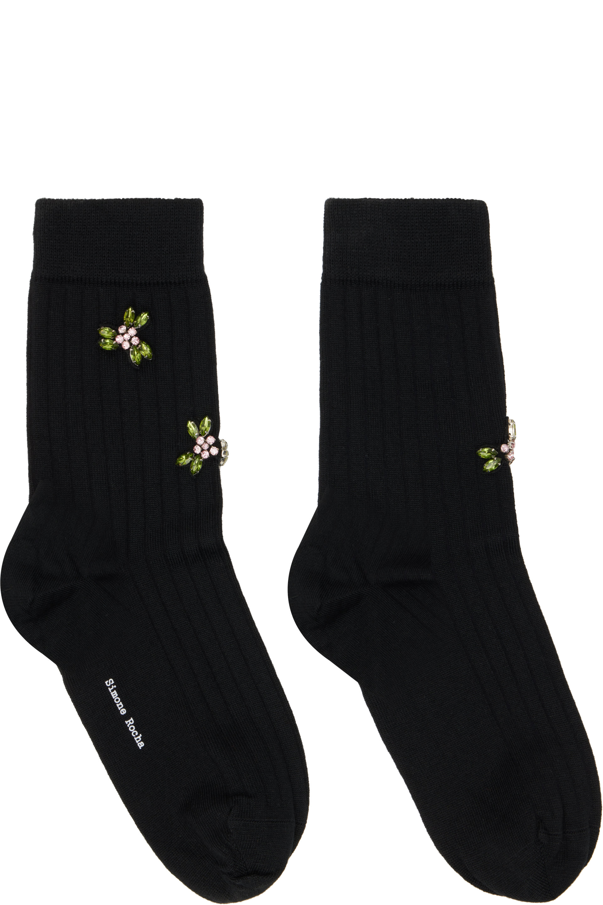 Simone Rocha - Black Embellished Merino Silk Ankle Socks