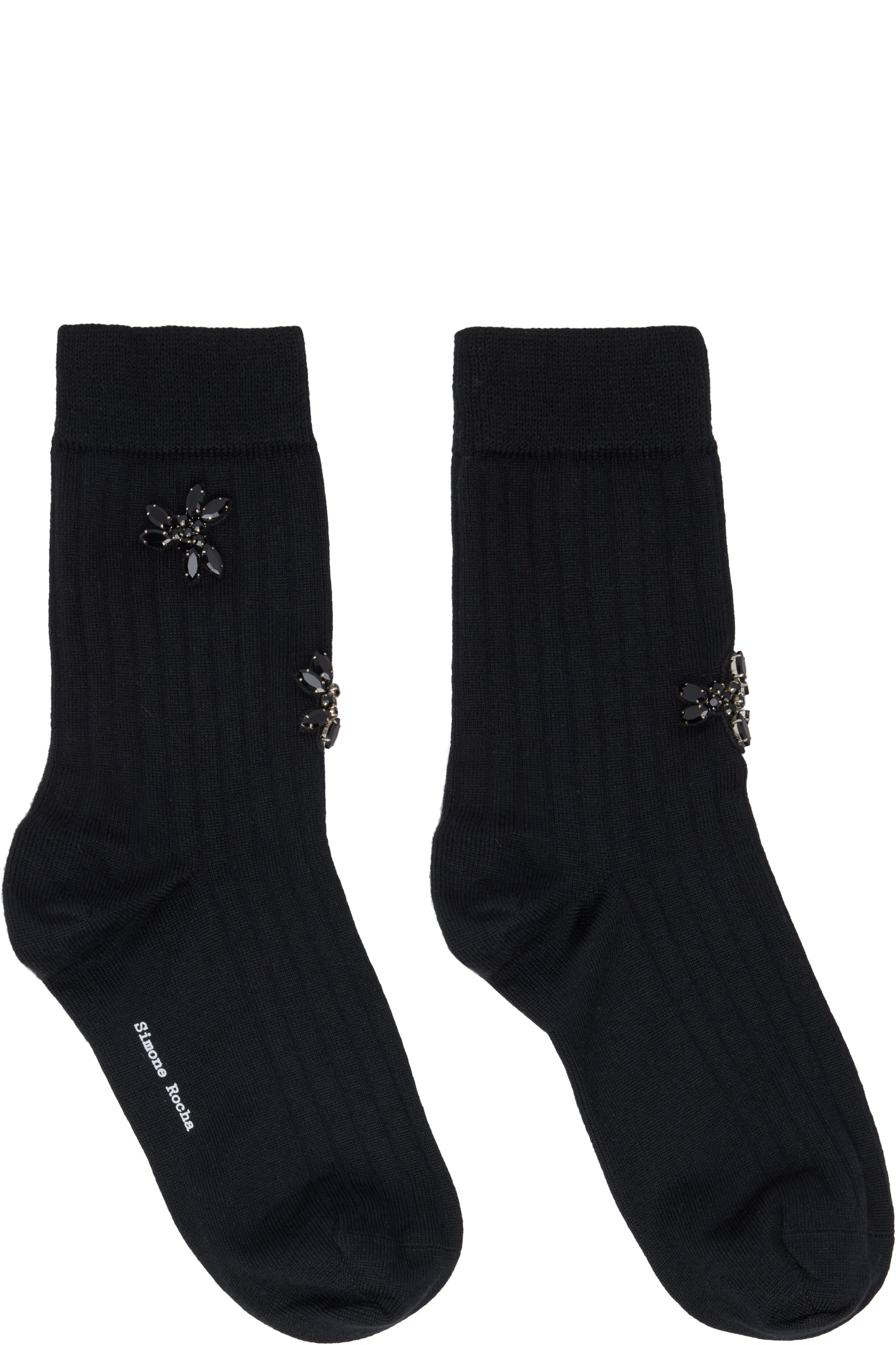 Simone Rocha - Black Embellished Merino Silk Ankle Socks
