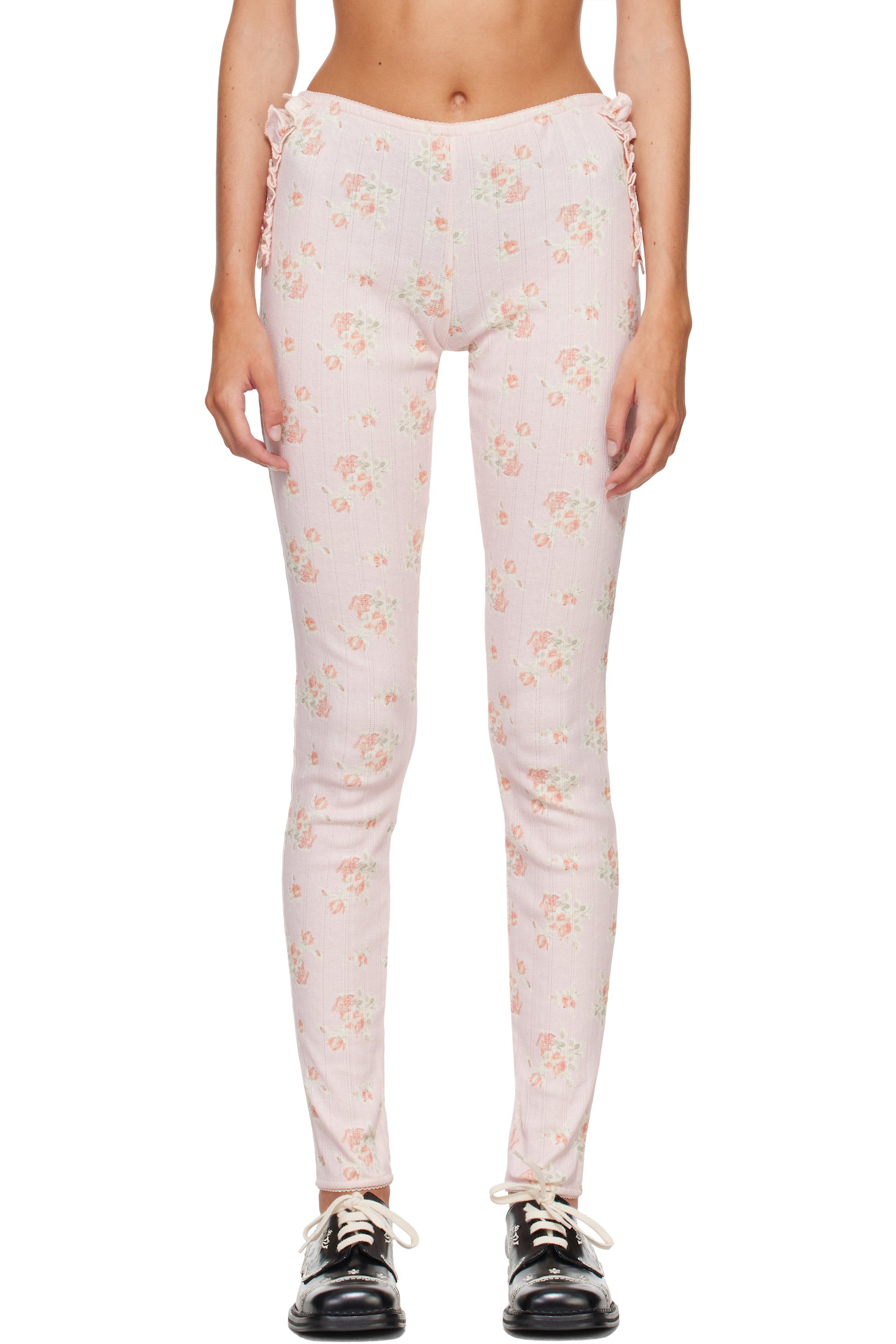 Simone Rocha - Pink Pointelle Ruffle Frill Leggings