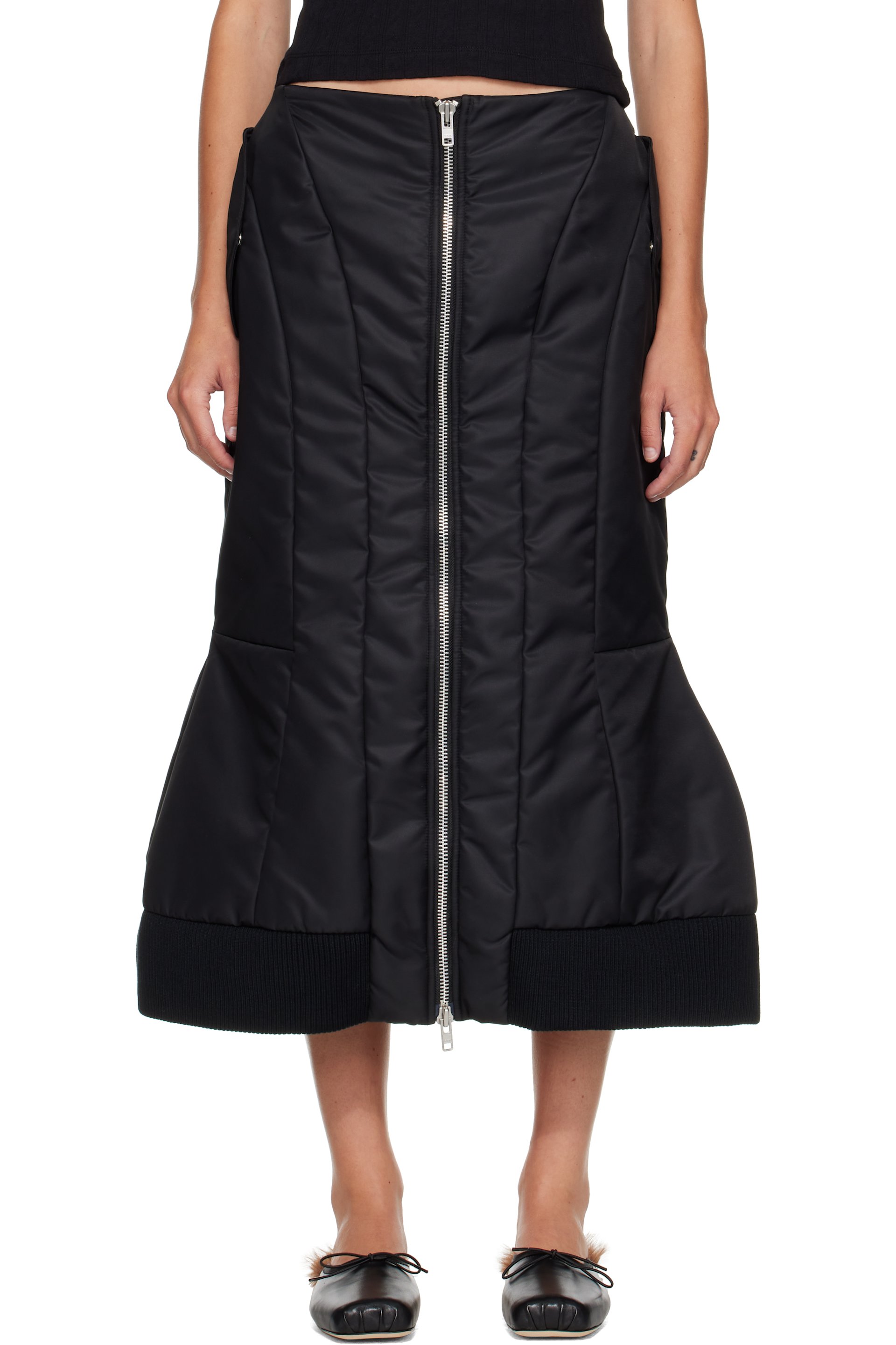 Simone Rocha - Black Padded Sculpt Bomber Midi Skirt