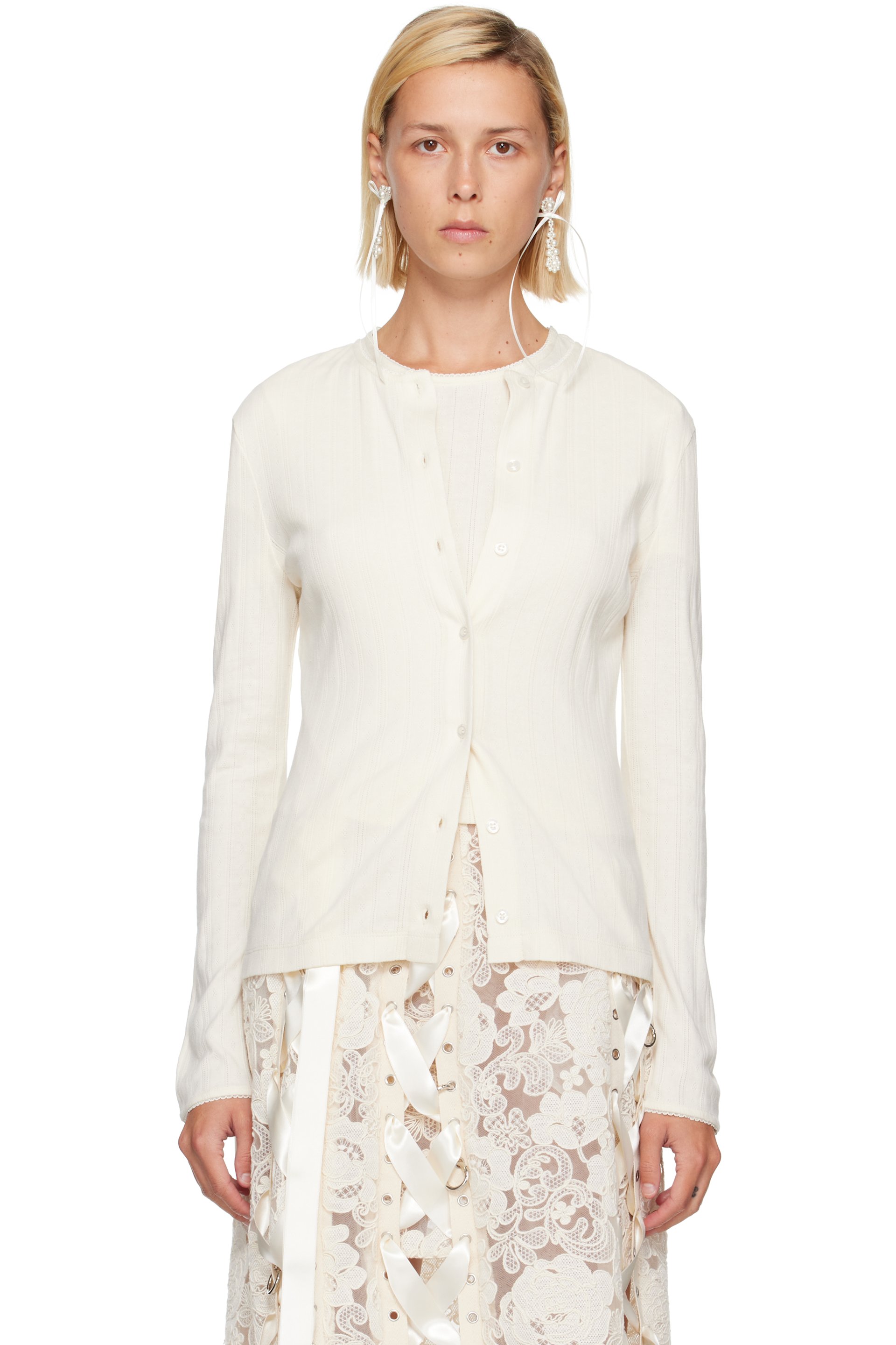 Simone Rocha - Off-White Pointelle Cardigan