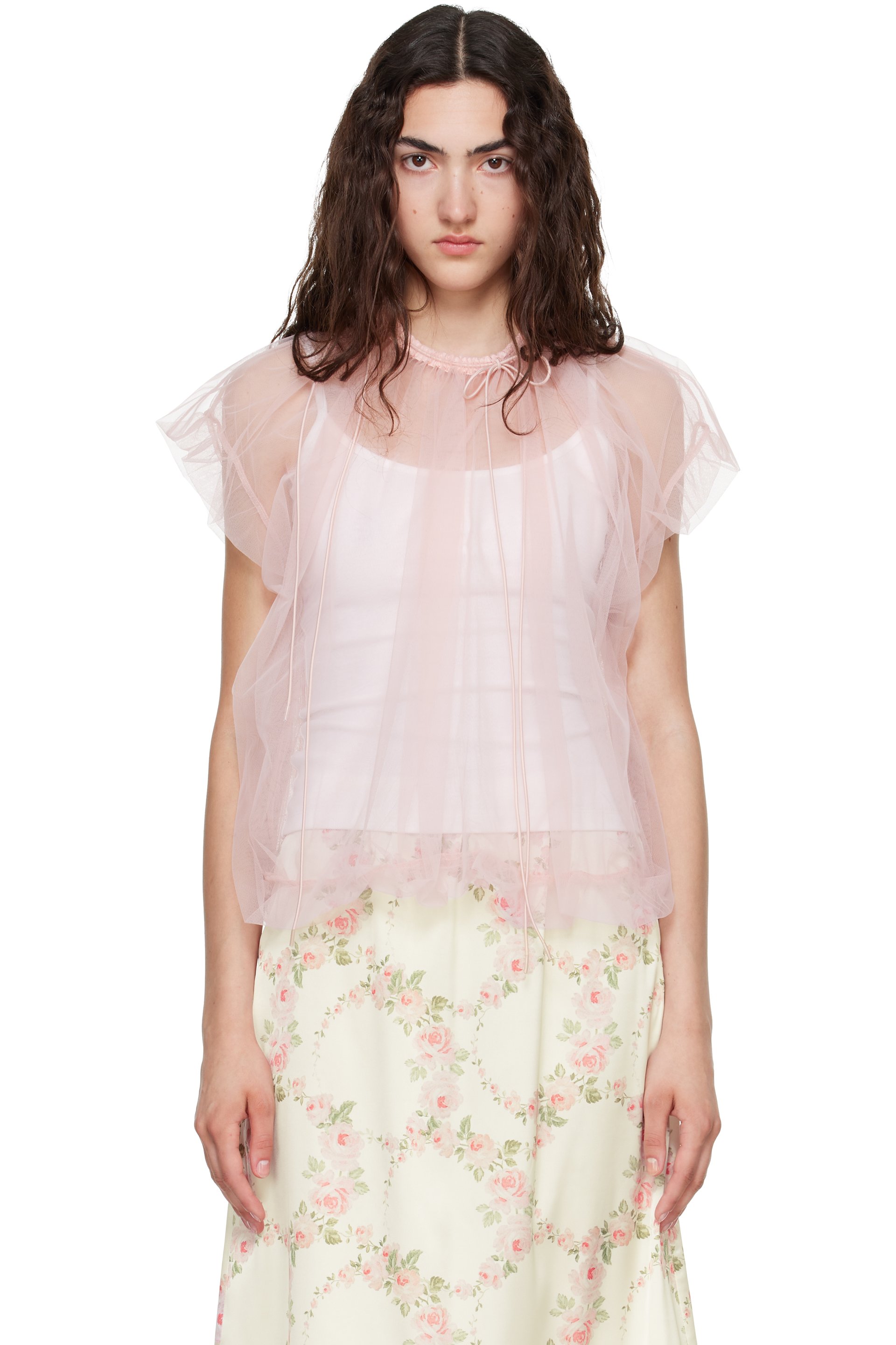 Simone Rocha - ピンク Gathered Cord ブラウス