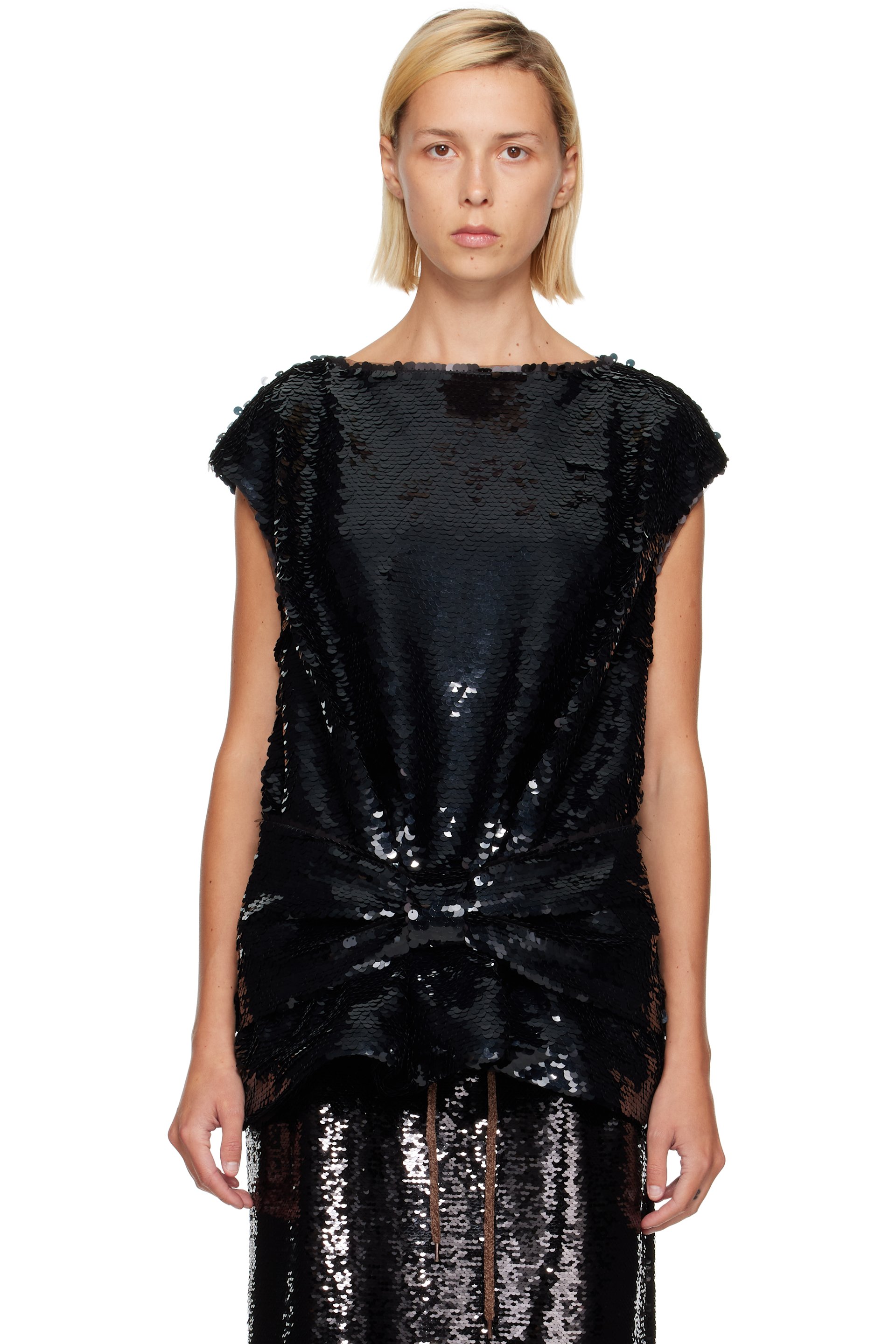 Simone Rocha - Black Boxy Peplum Bow Detail Blouse