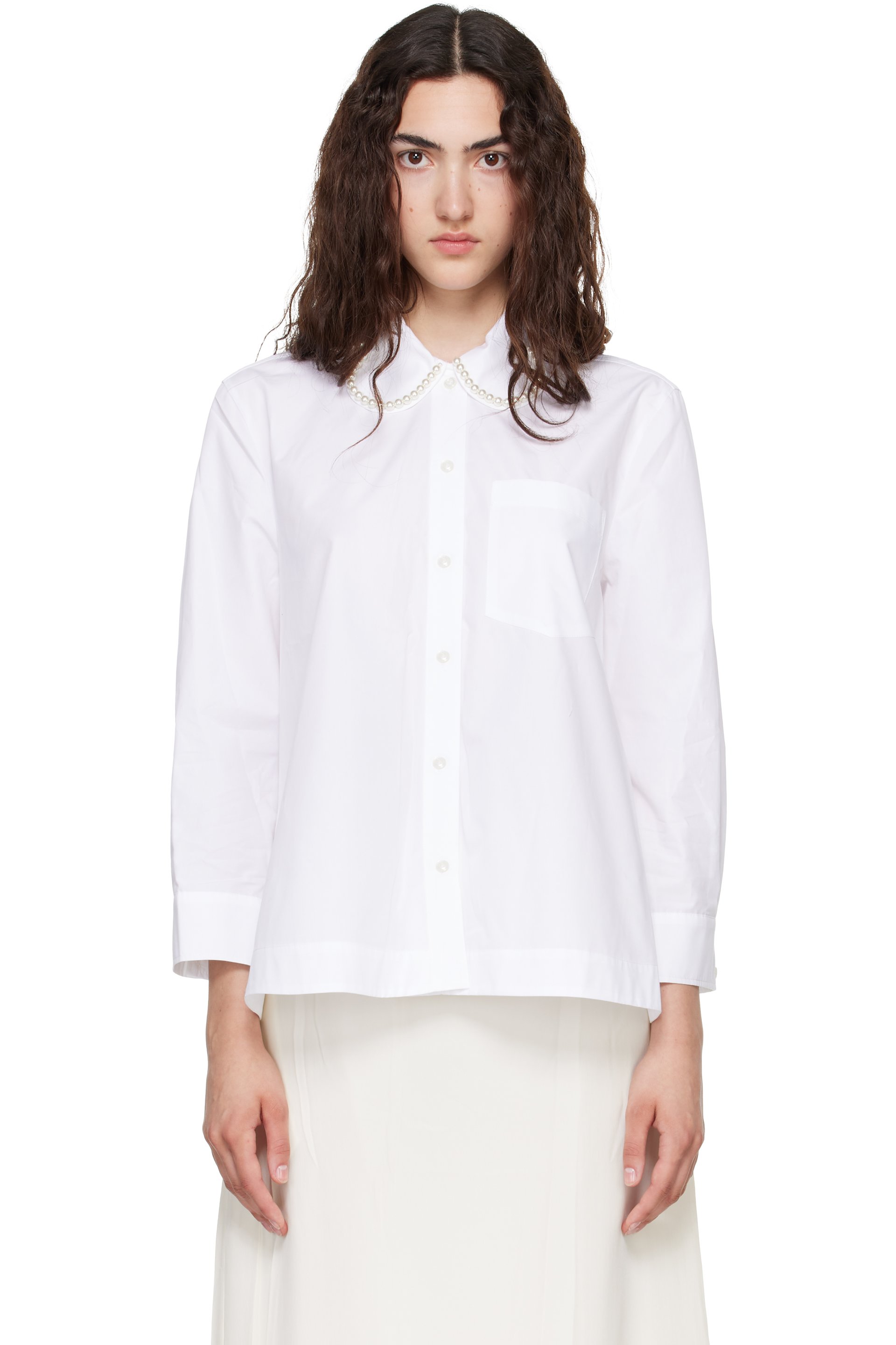 Simone Rocha - ホワイト Embellished Cropped Petal Collar シャツ