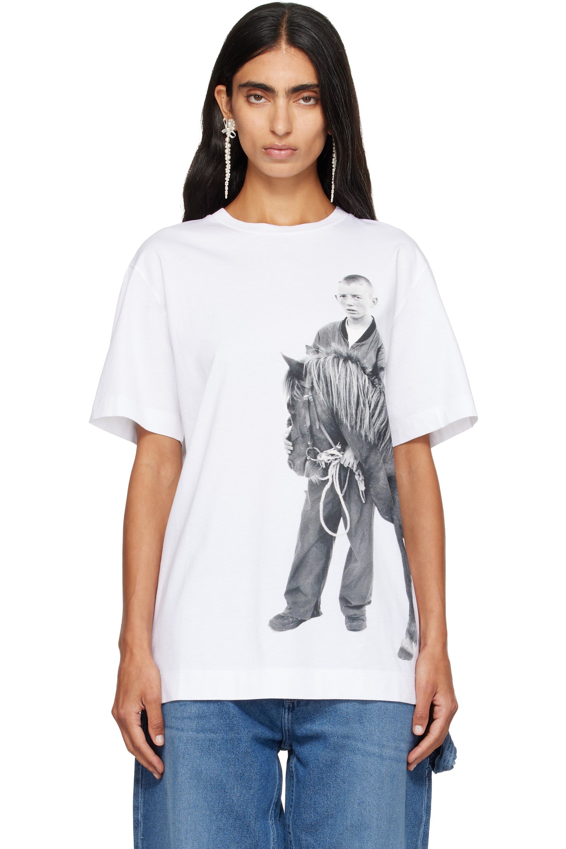 Simone Rocha - White 'Pony Kid' Print T-shirt