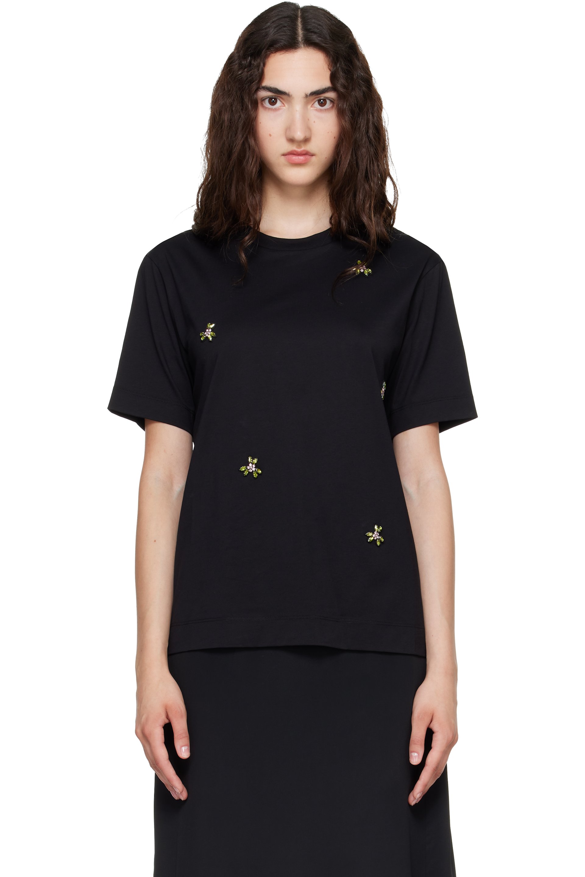 Simone Rocha - Black Embellished Boy T-shirt
