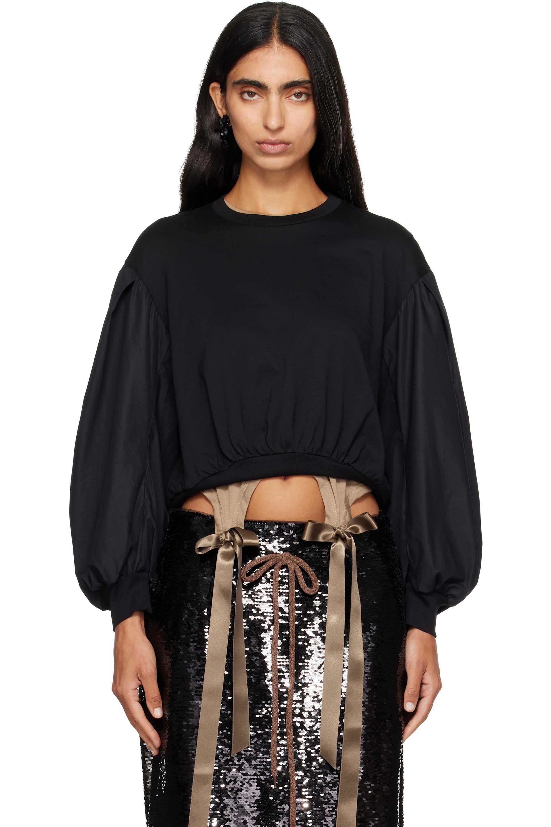 Simone Rocha - Black Puff Sleeve Balloon Long Sleeve T-shirt