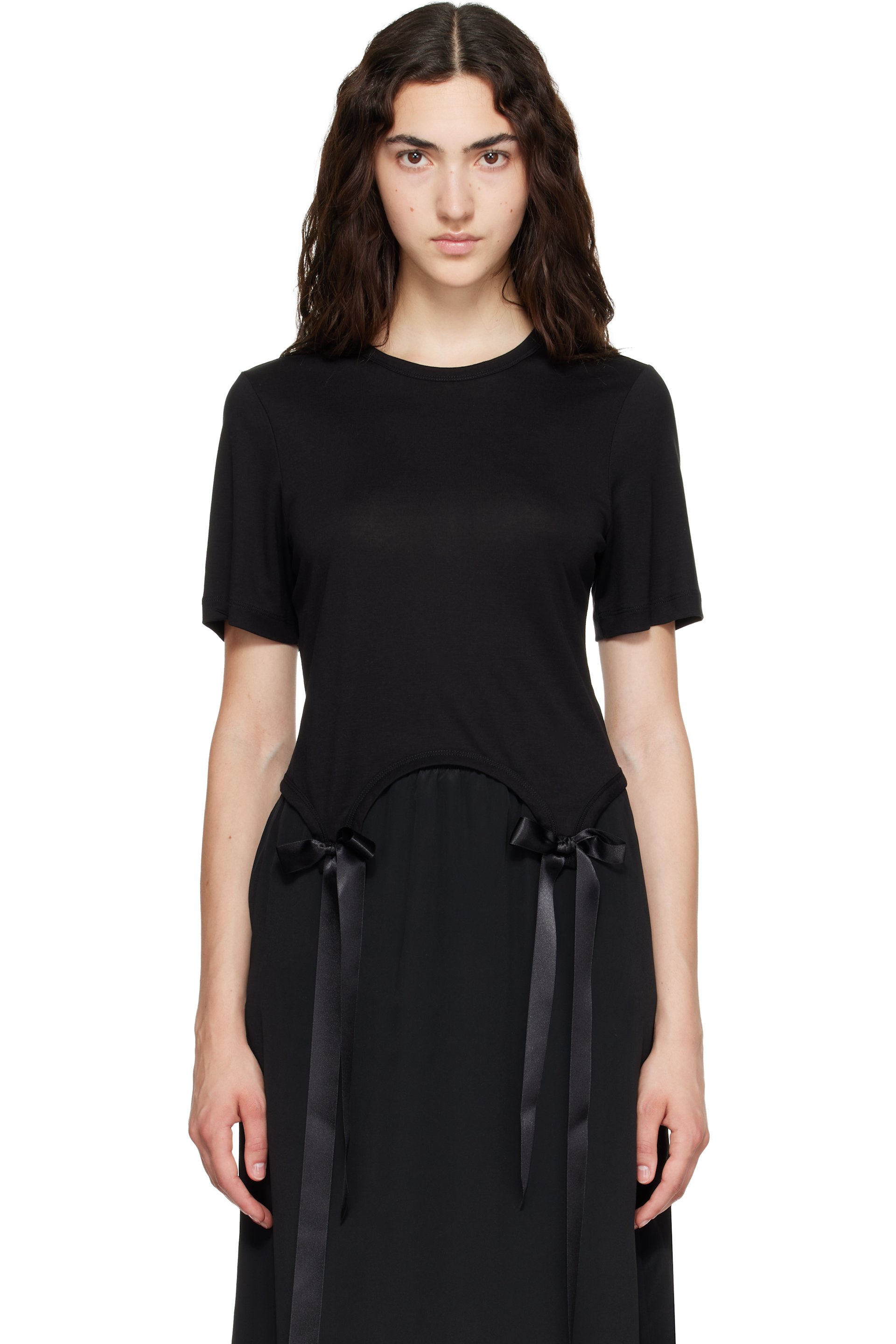 Simone Rocha - Black Bow Tail Easy T-shirt