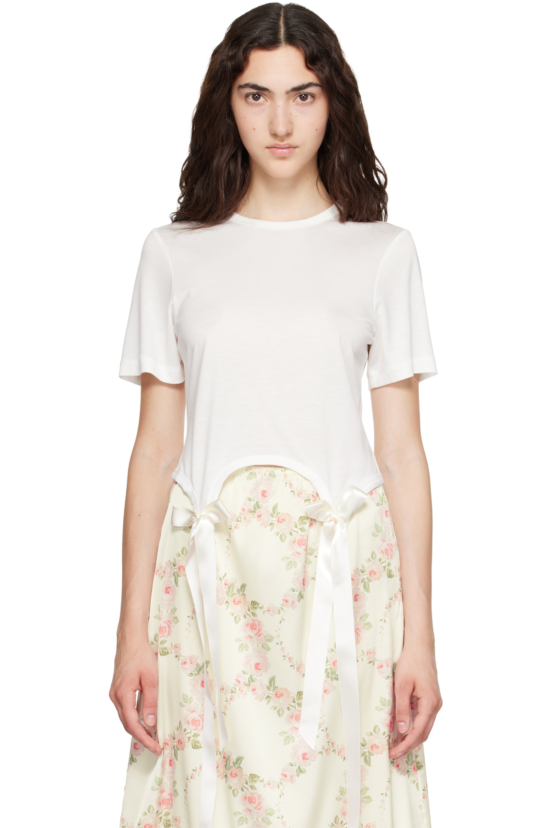 Simone Rocha - White Bow Tail Easy T-shirt
