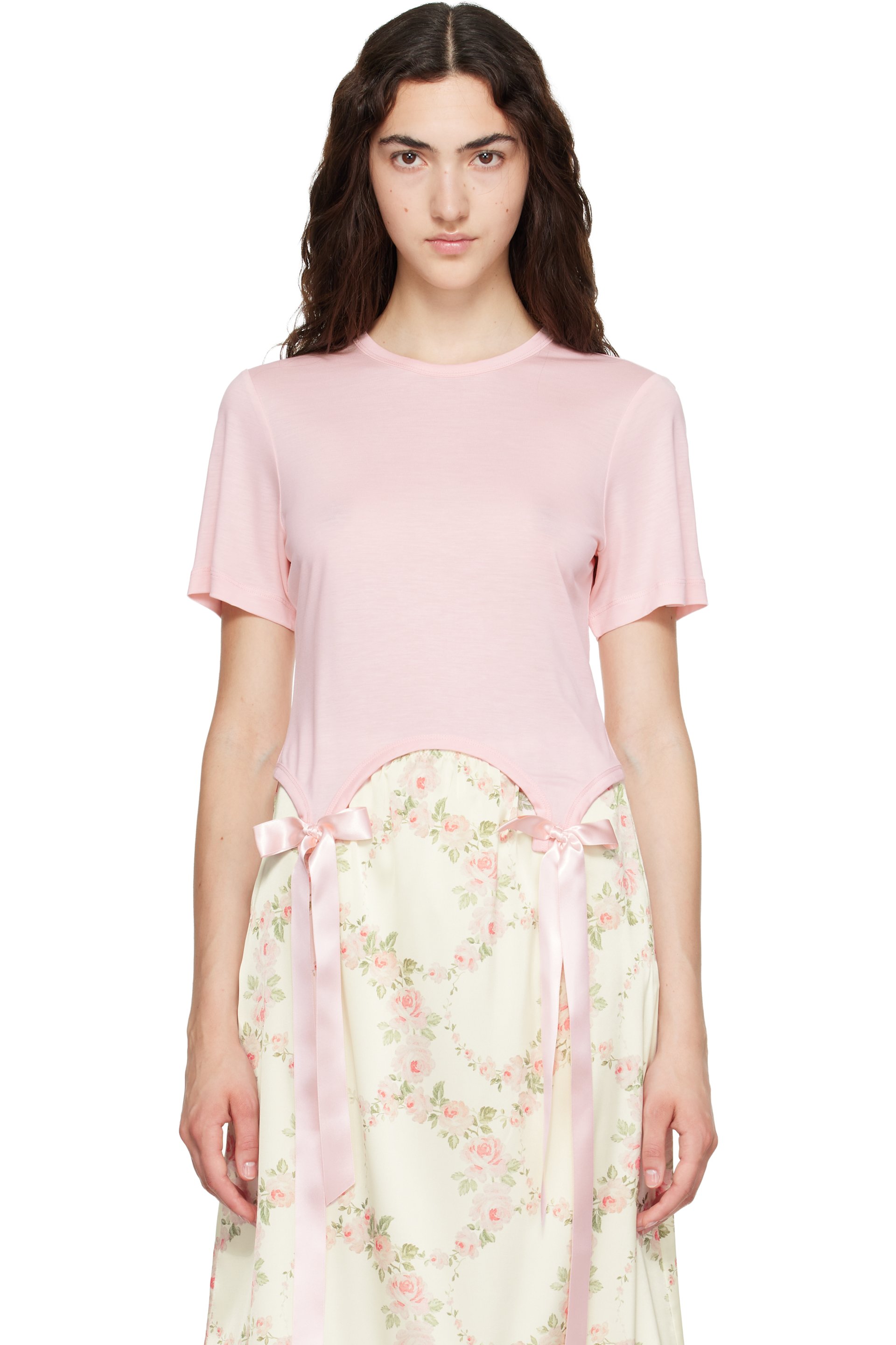 Simone Rocha - Pink Bow Tail Easy T-shirt