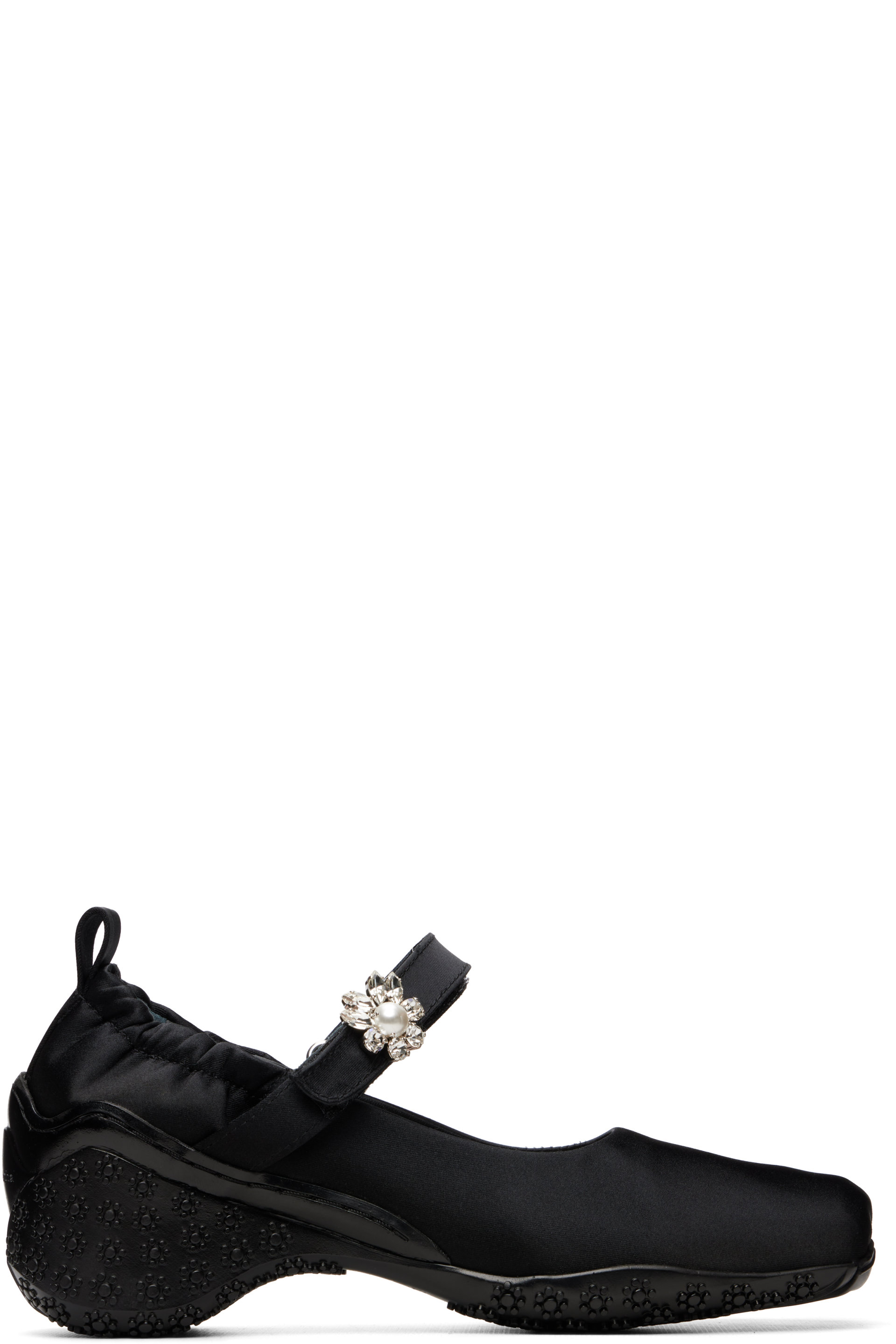 Simone Rocha - Black Satin Turbo Ballet Runner Loafers