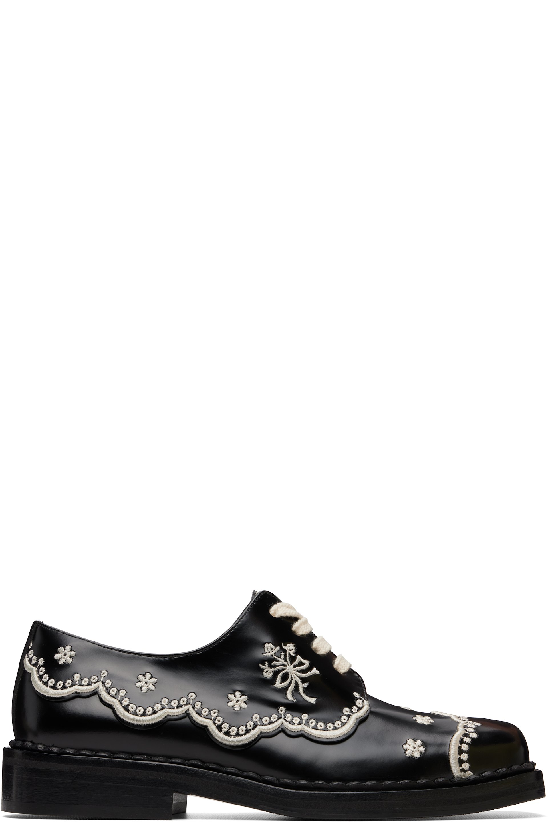 Simone Rocha - Black Floral Lace Brogue Derbys