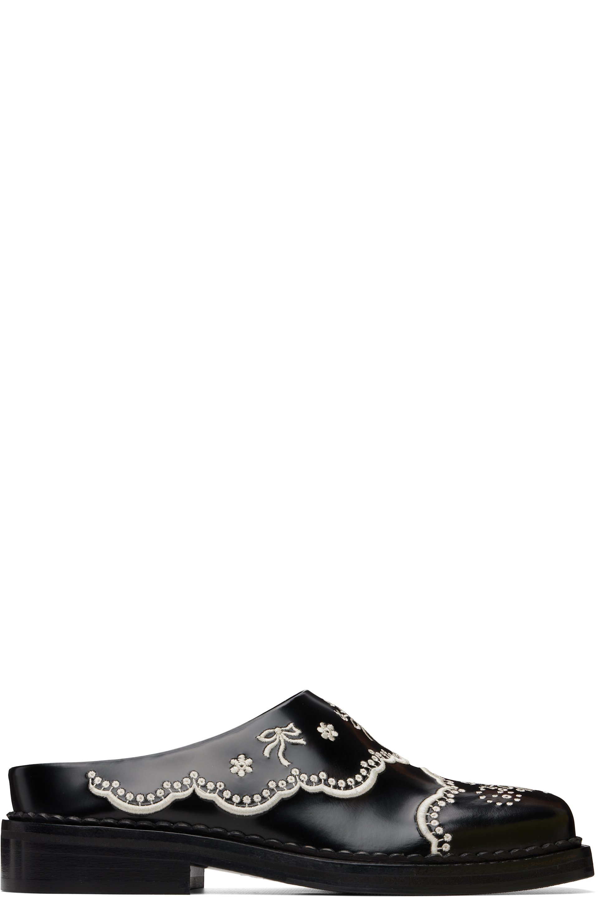 Simone Rocha - Black Floral Lace Mule Loafers