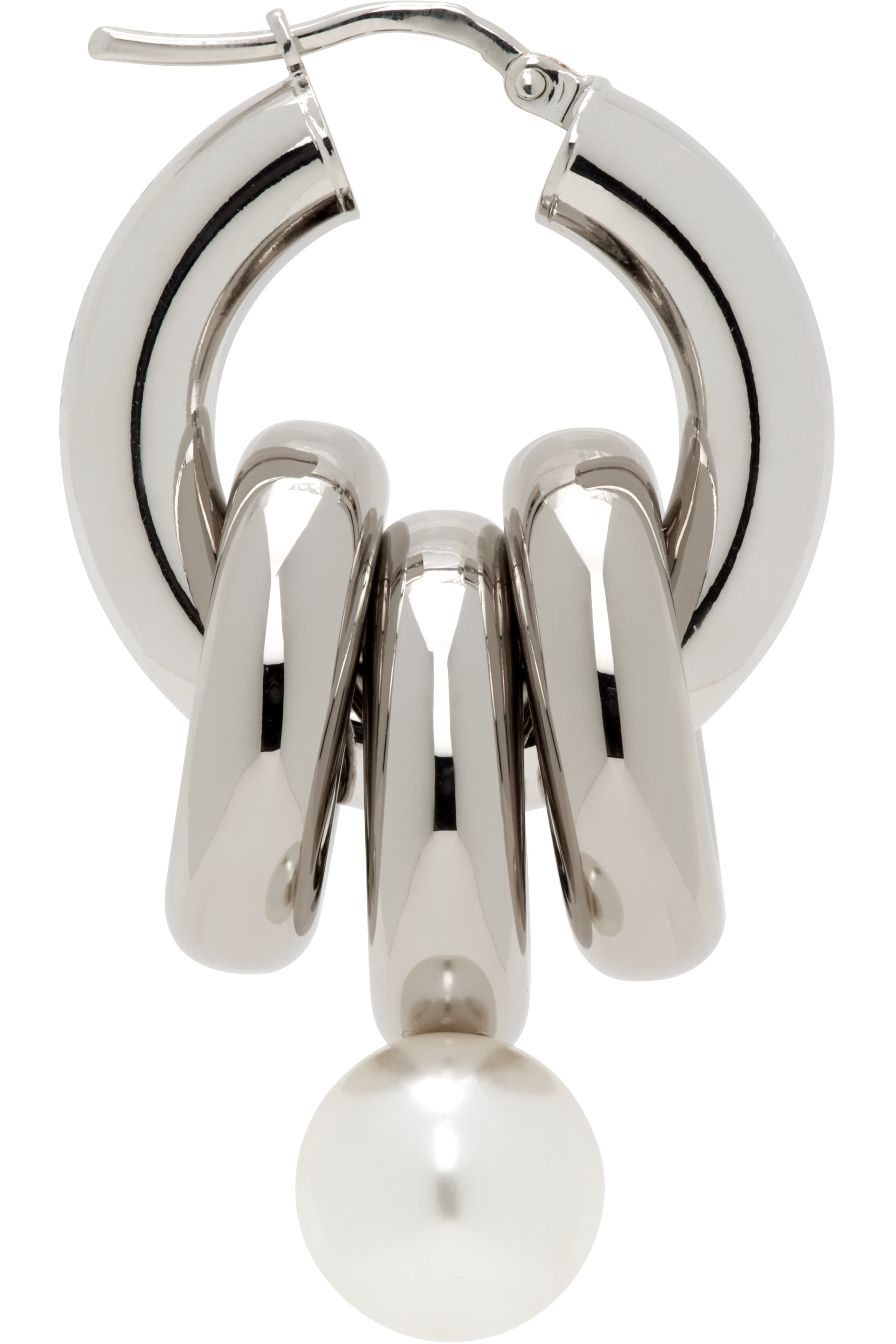 Simone Rocha - Stacked Link Faux-Pearl Hoop Single Earring