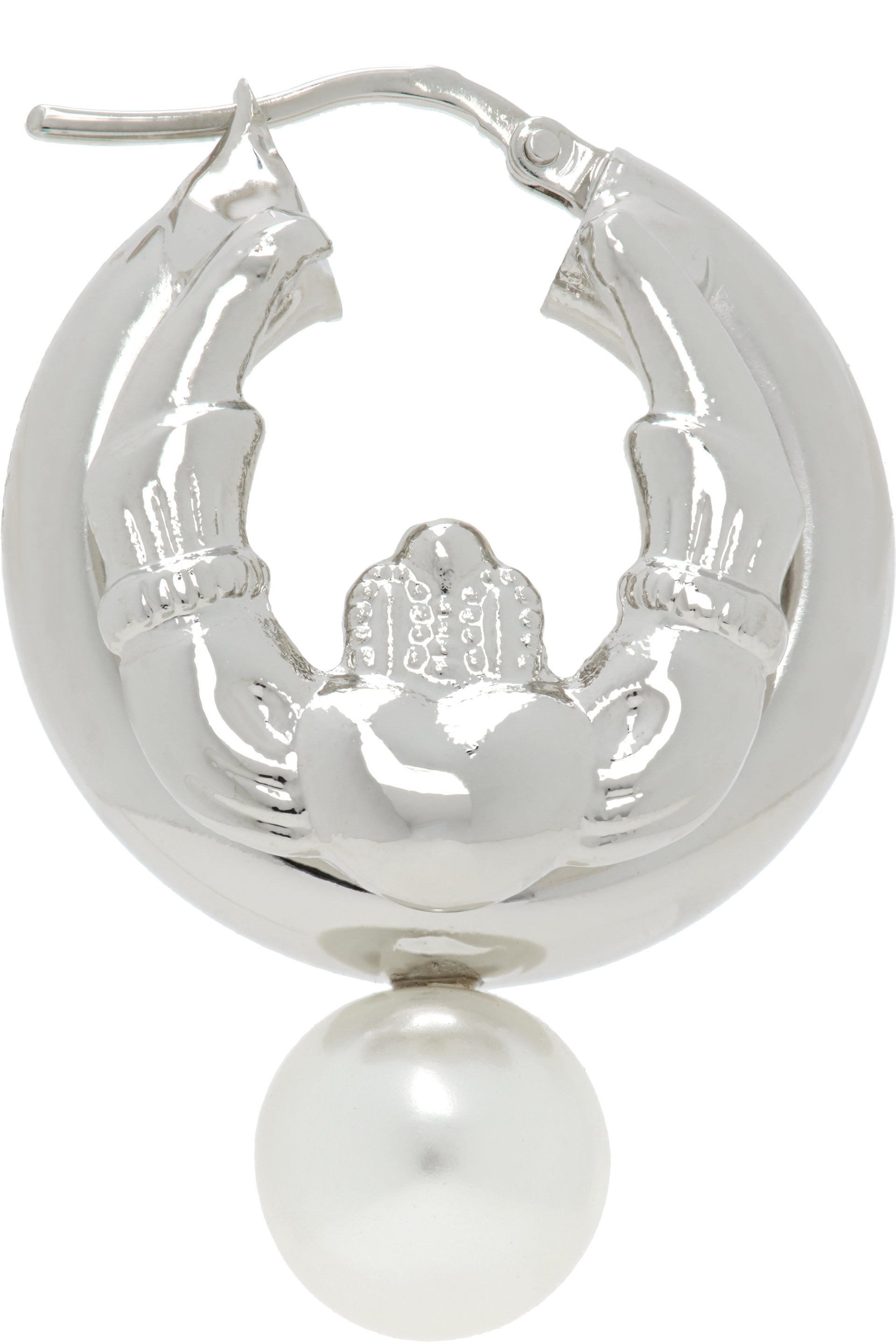 Simone Rocha - 单只 Stacked Claddagh & Faux-Pearl 耳坠