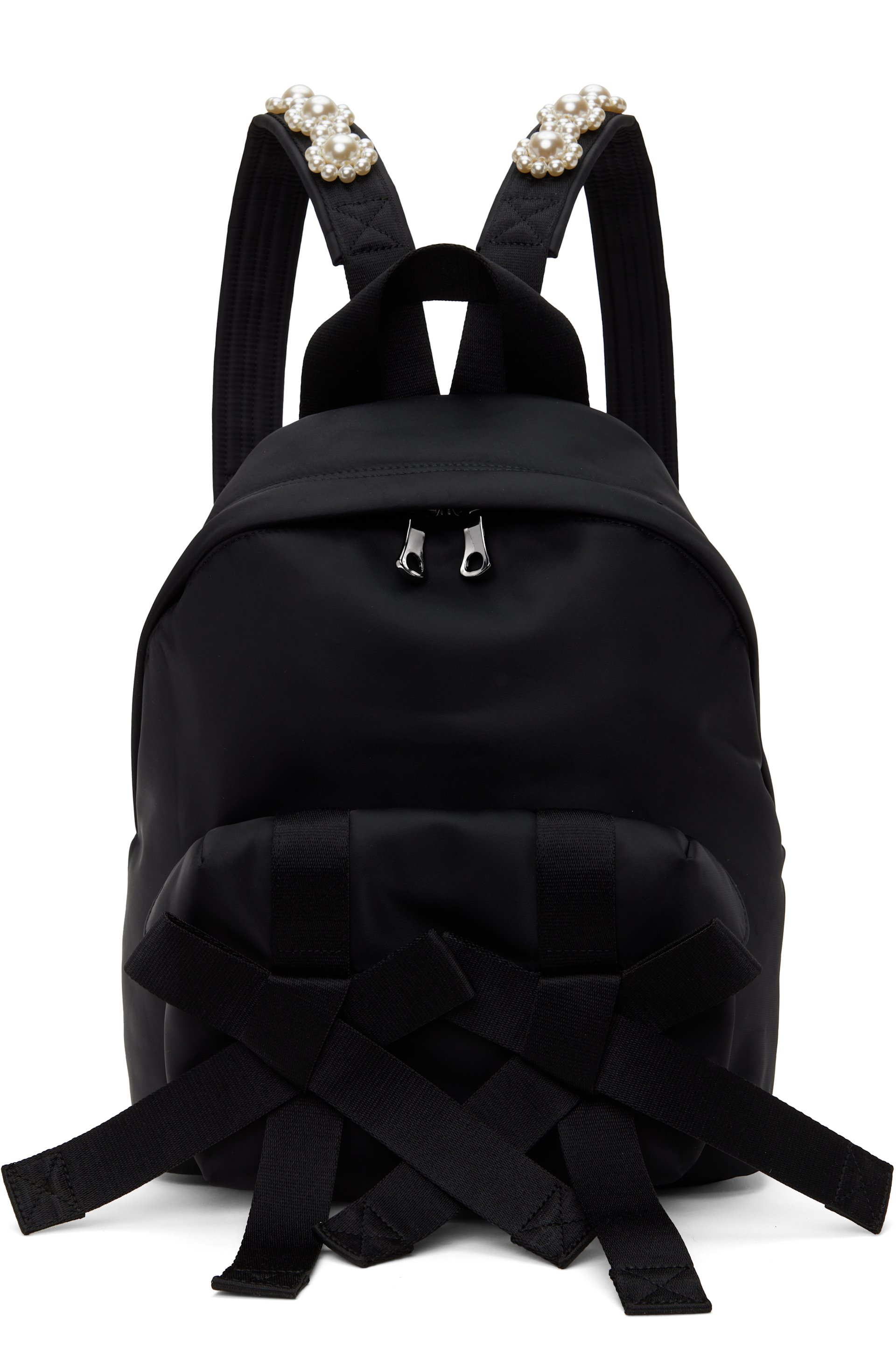 Simone Rocha - Black Beaded Utility Bow Backpack