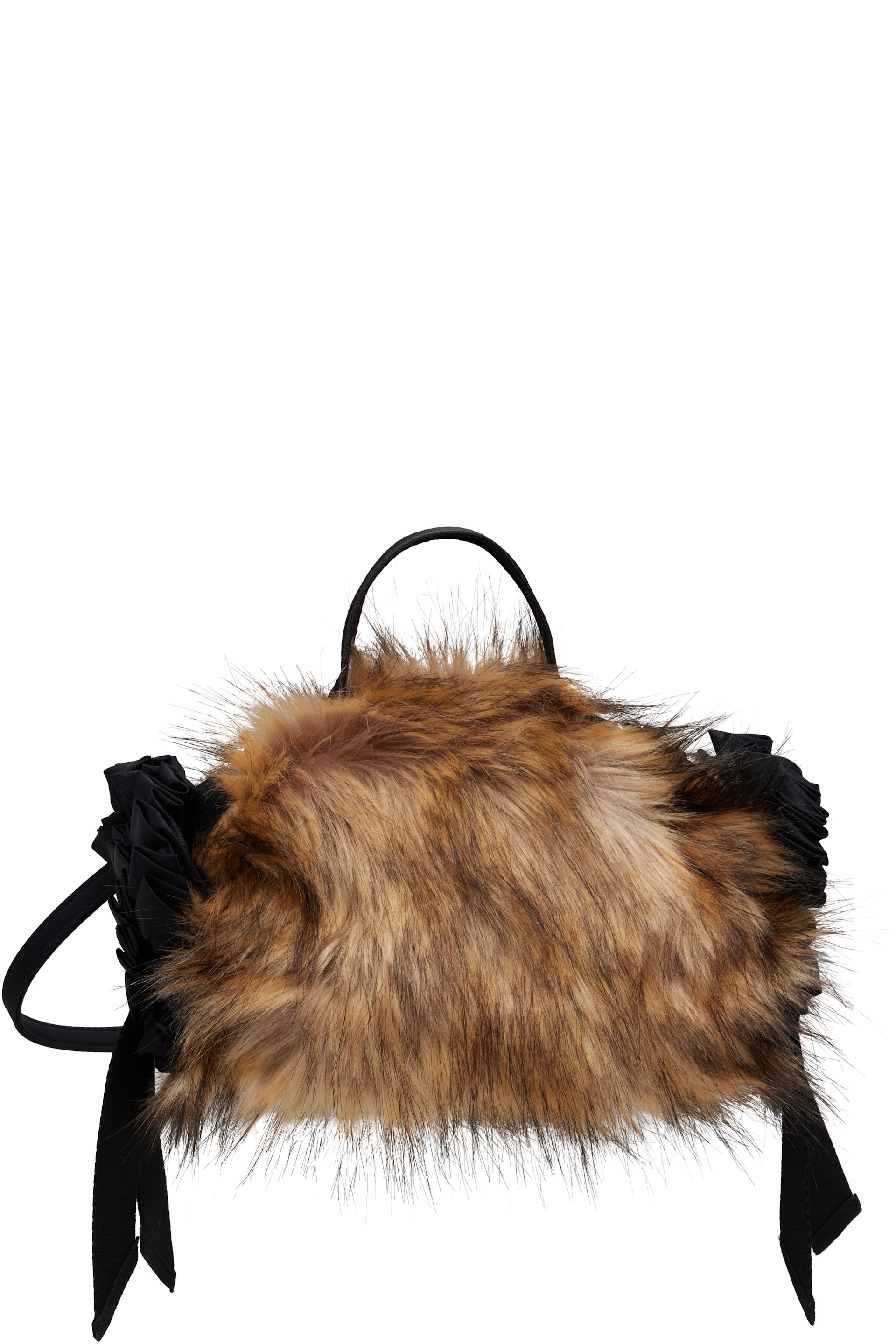 Simone Rocha - Beige Embellished Mini Faux Fur Double Ribbon Rosette Bag