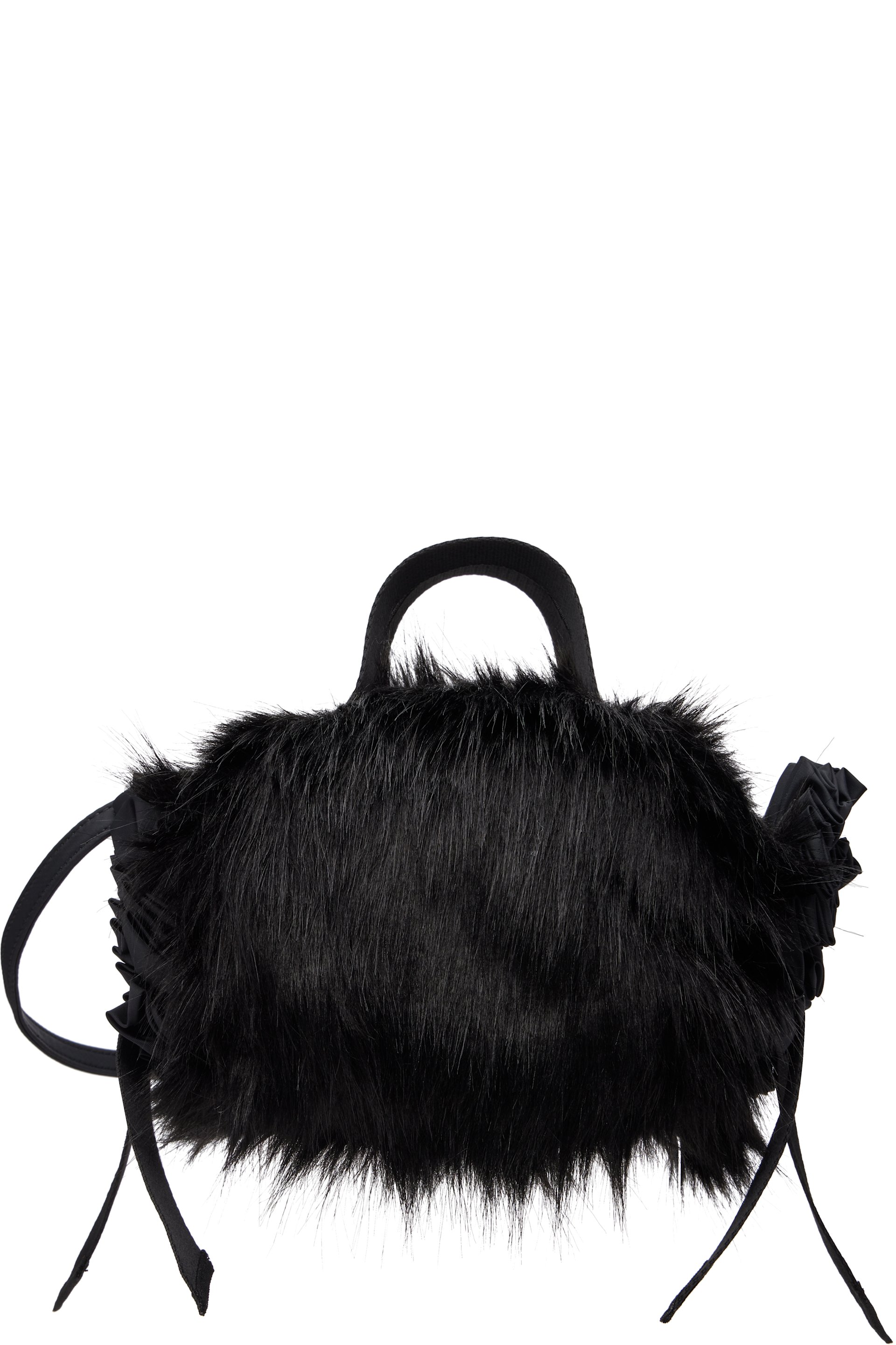 Simone Rocha - Mini sac noir en fourrure synthétique à appliqués de rosette