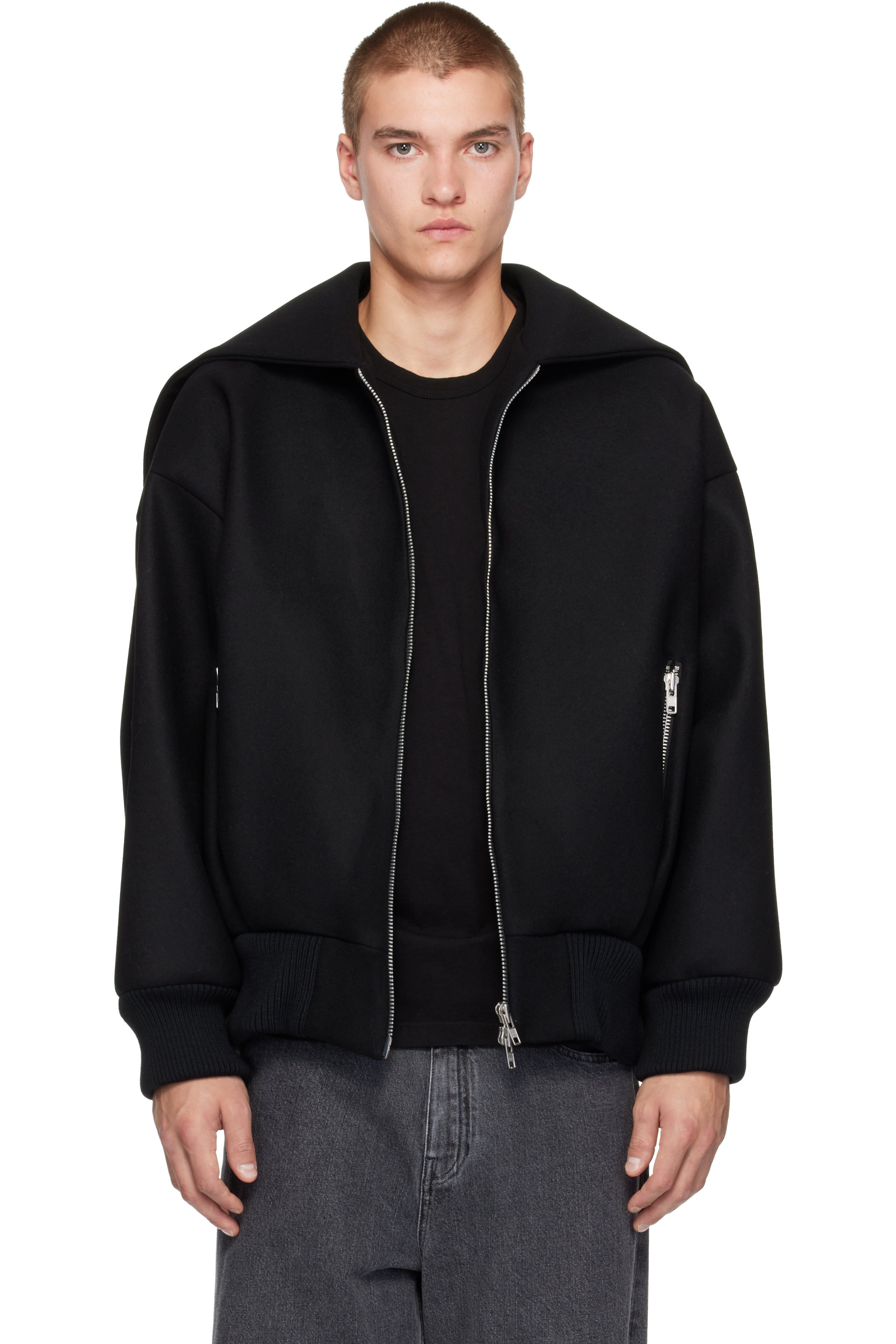 Simone Rocha - Black Oversized Split Hood Jacket