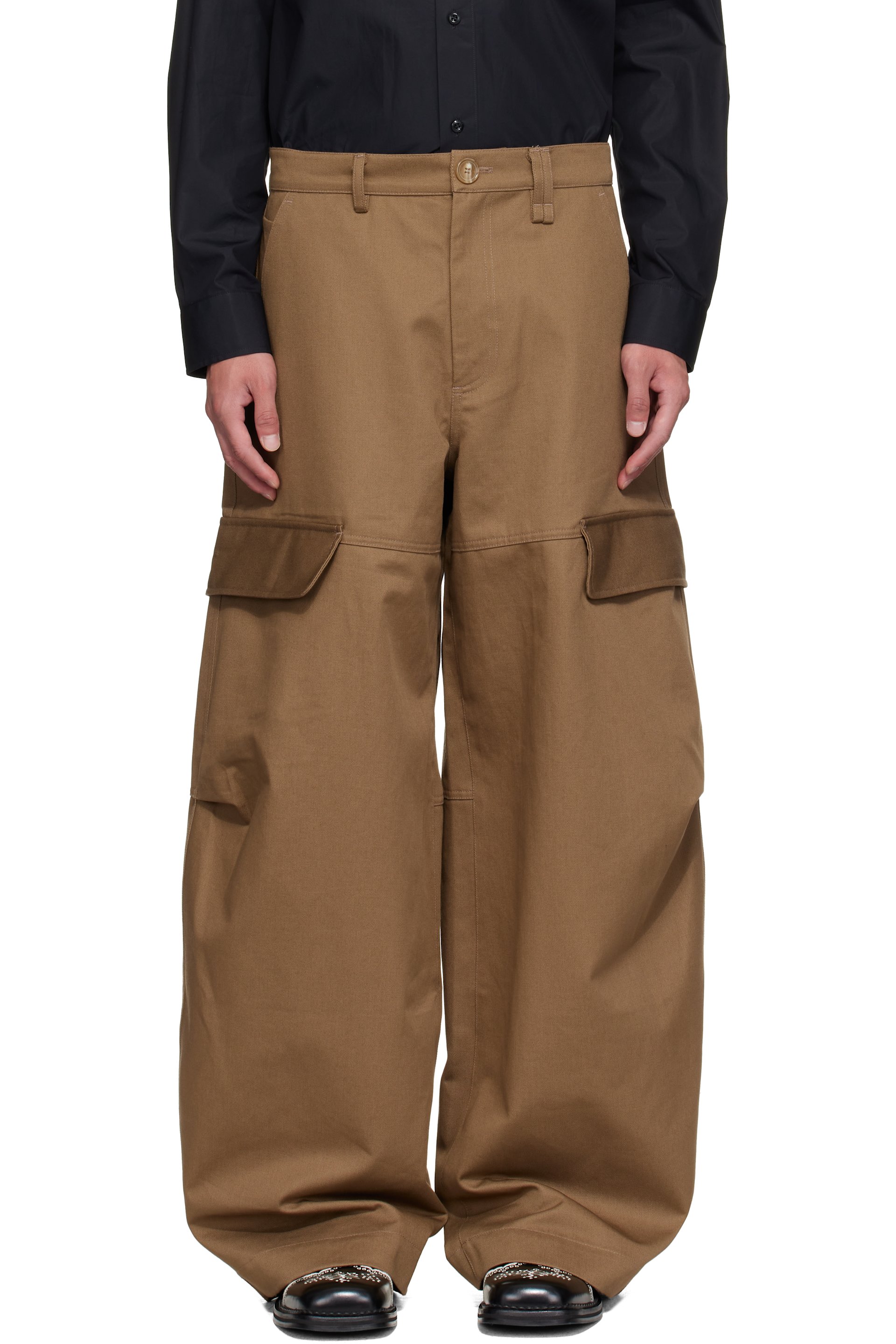 Simone Rocha - Khaki Balloon Knee Pleat Cargo Pants