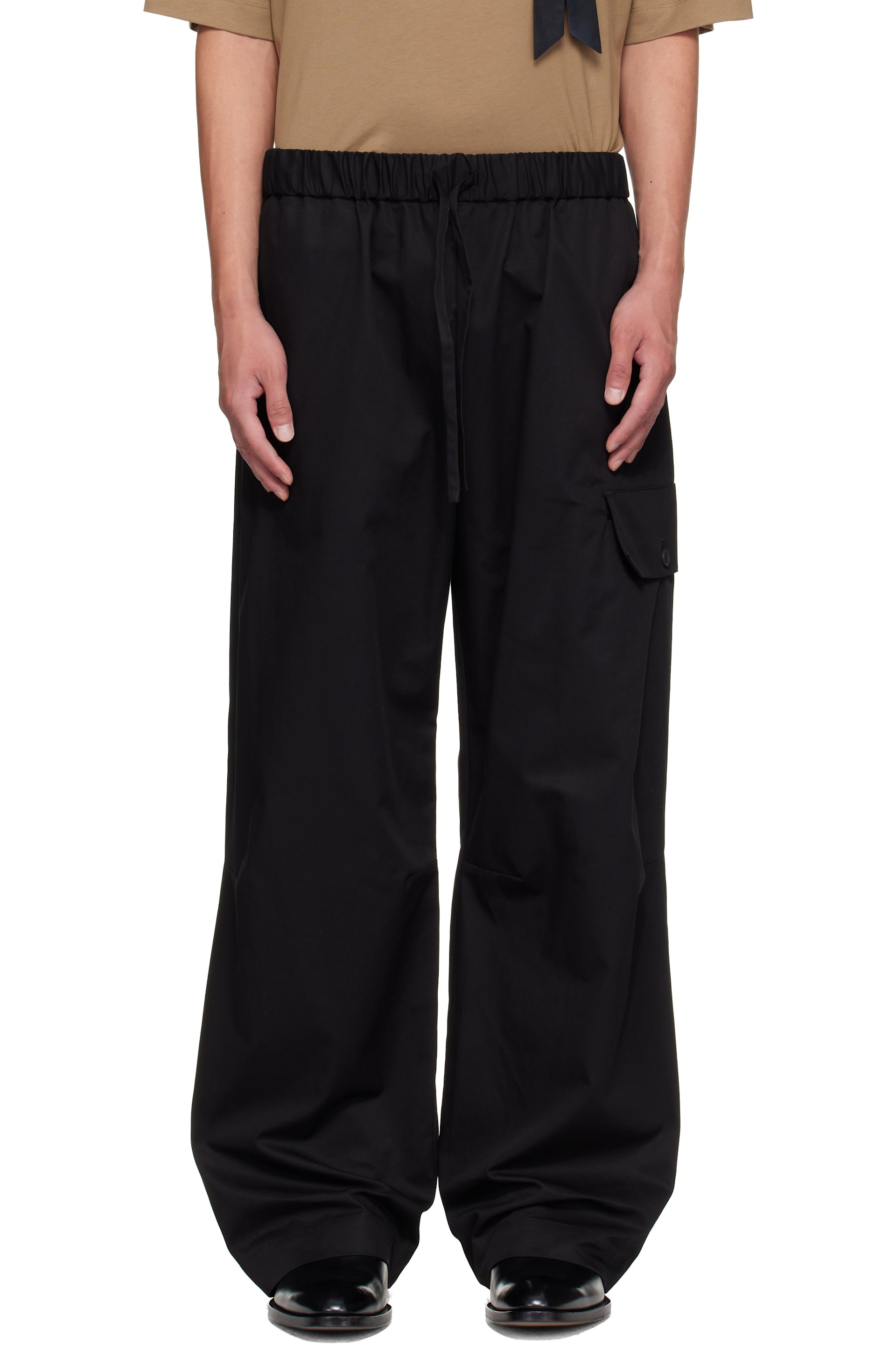 Simone Rocha - Pantalon cargo noir à cordon coulissant