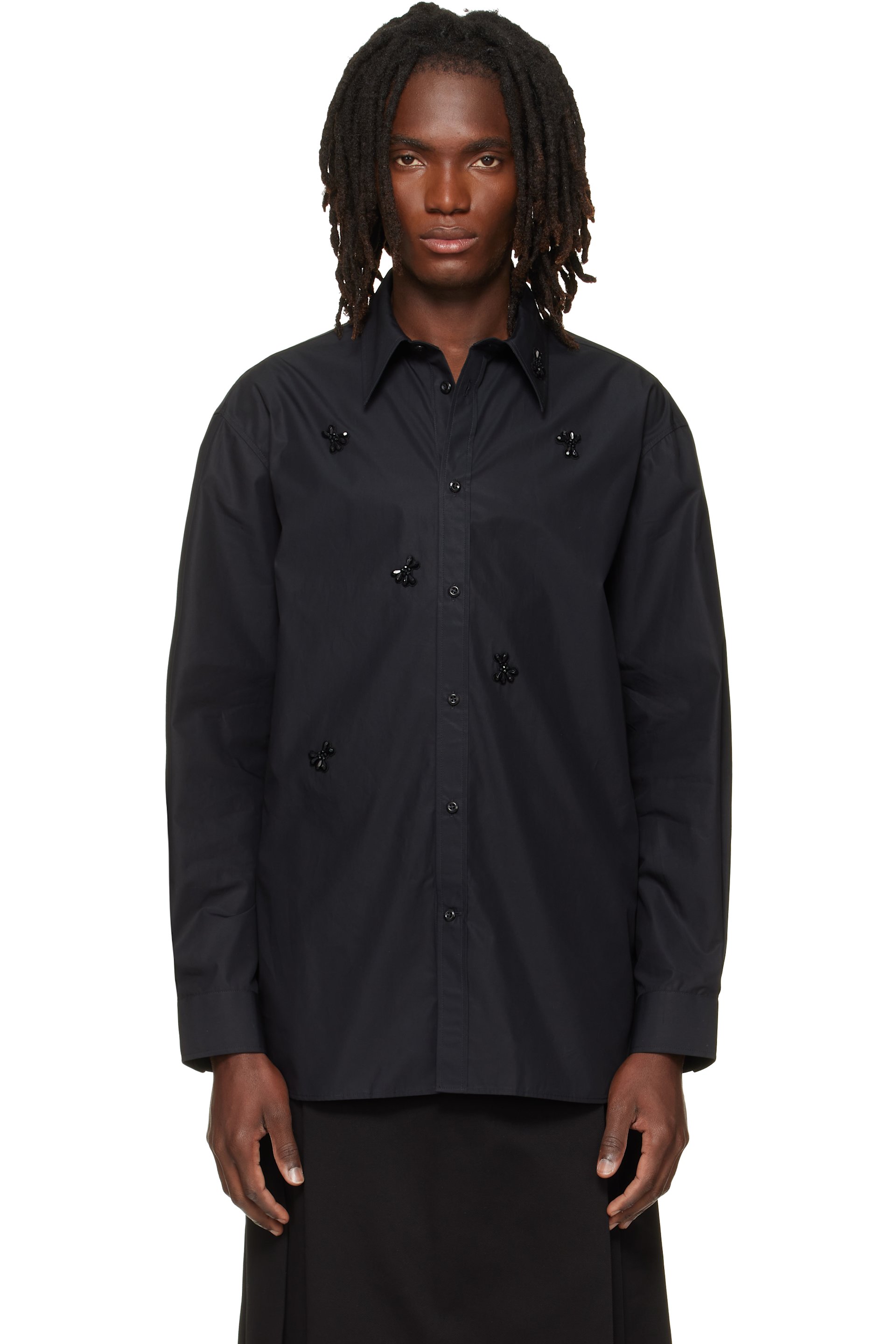 Simone Rocha - Black Turbo Beaded Easy Shirt