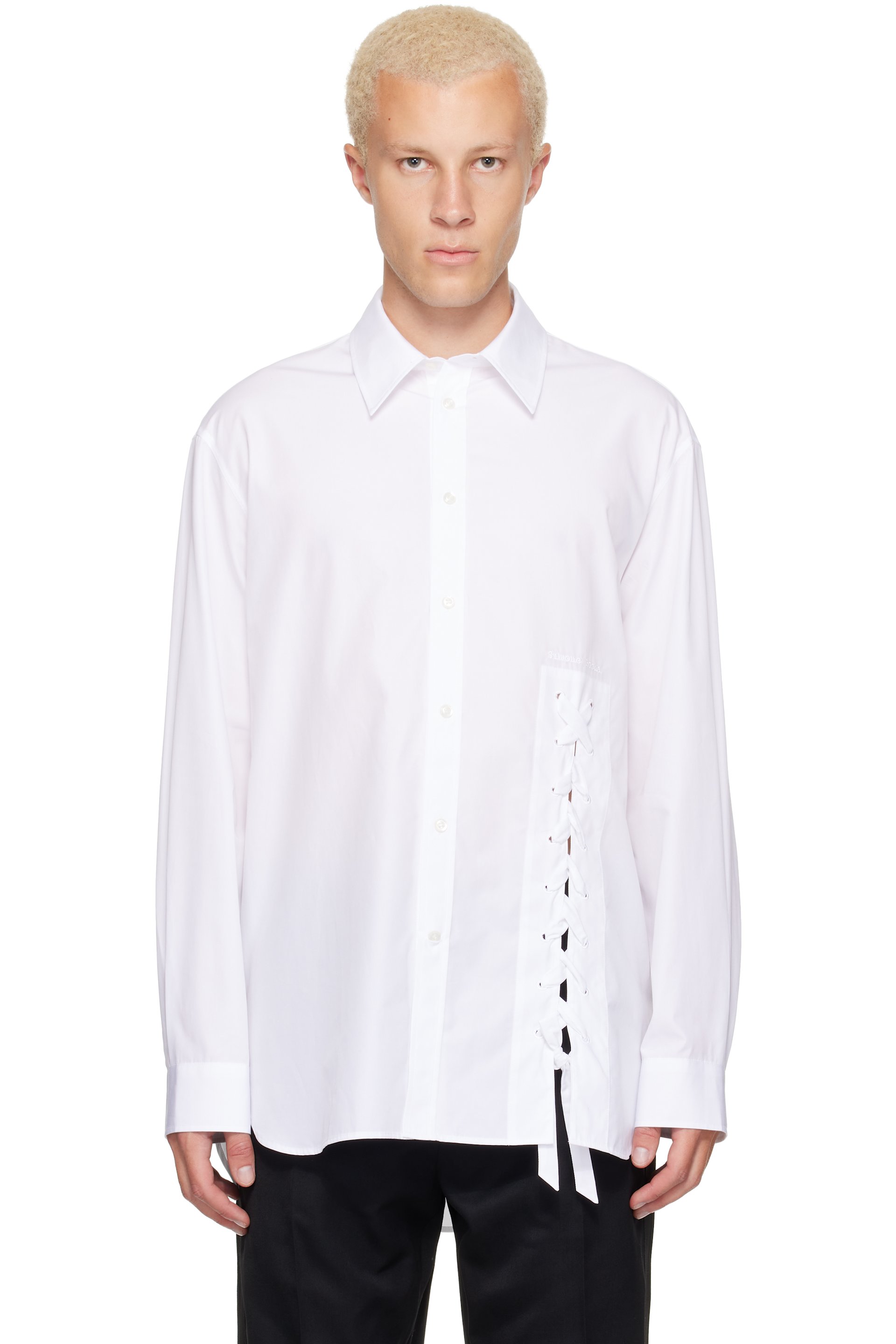 Simone Rocha - Chemise décontractée blanche à garnitures en dentelle