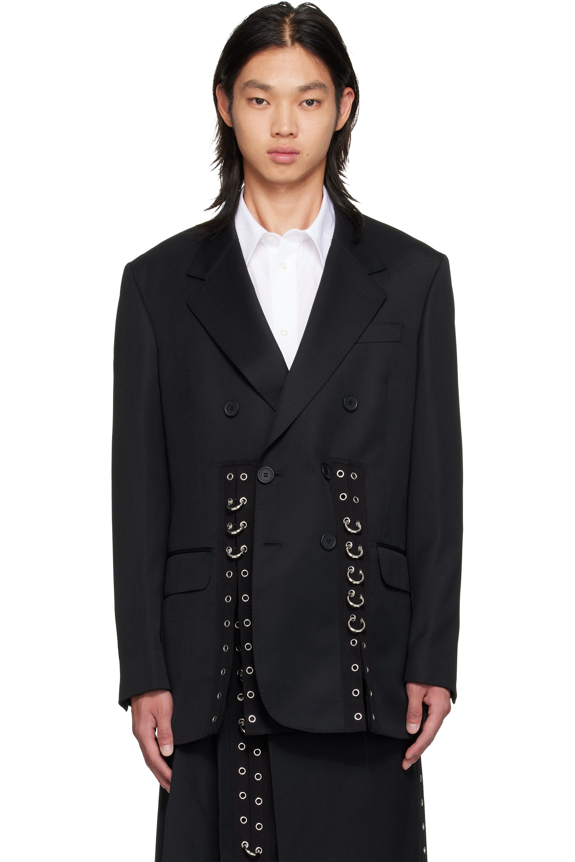 Simone Rocha - Veston noir à œillets et à anneaux