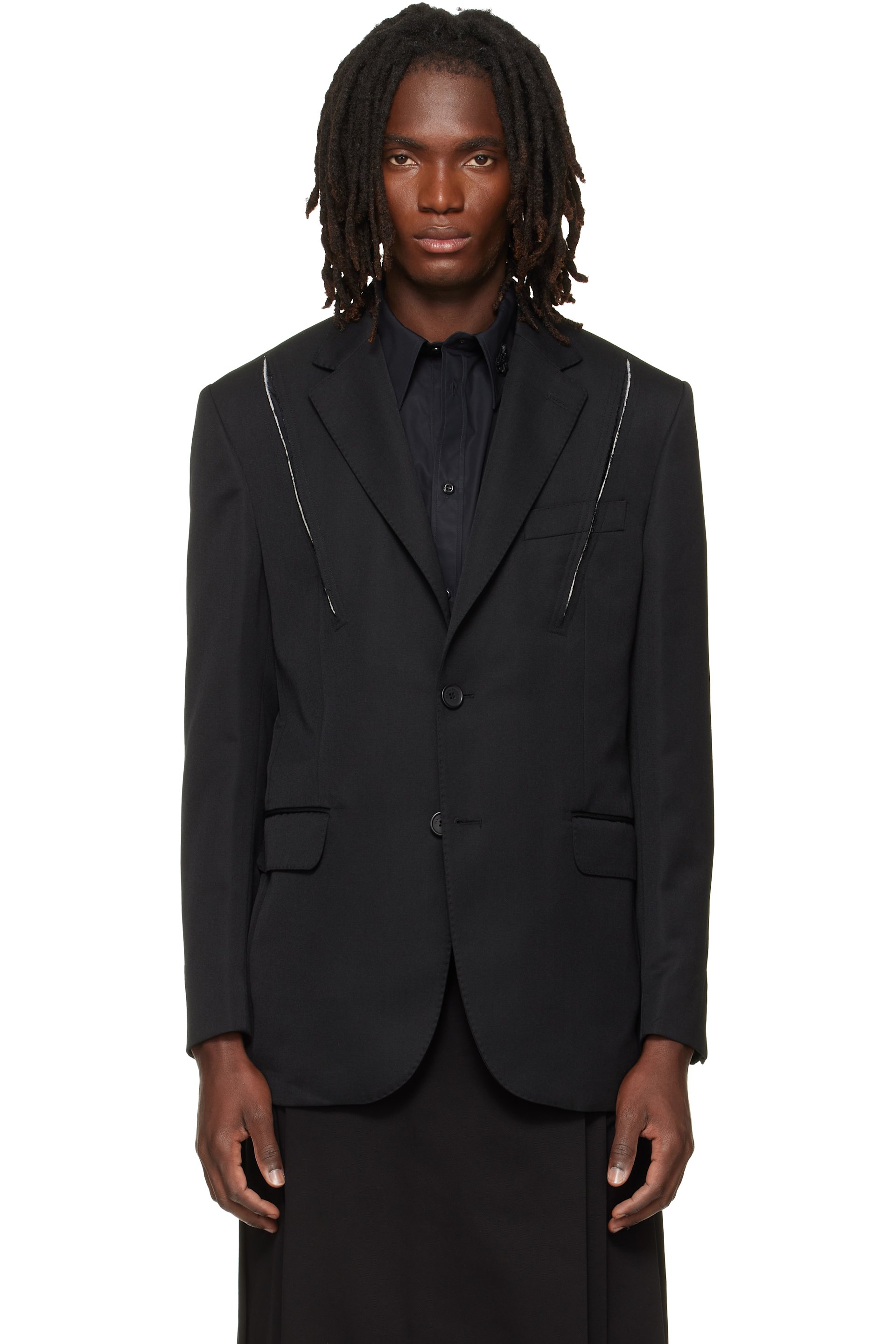 Simone Rocha - Black Structured Slash Blazer