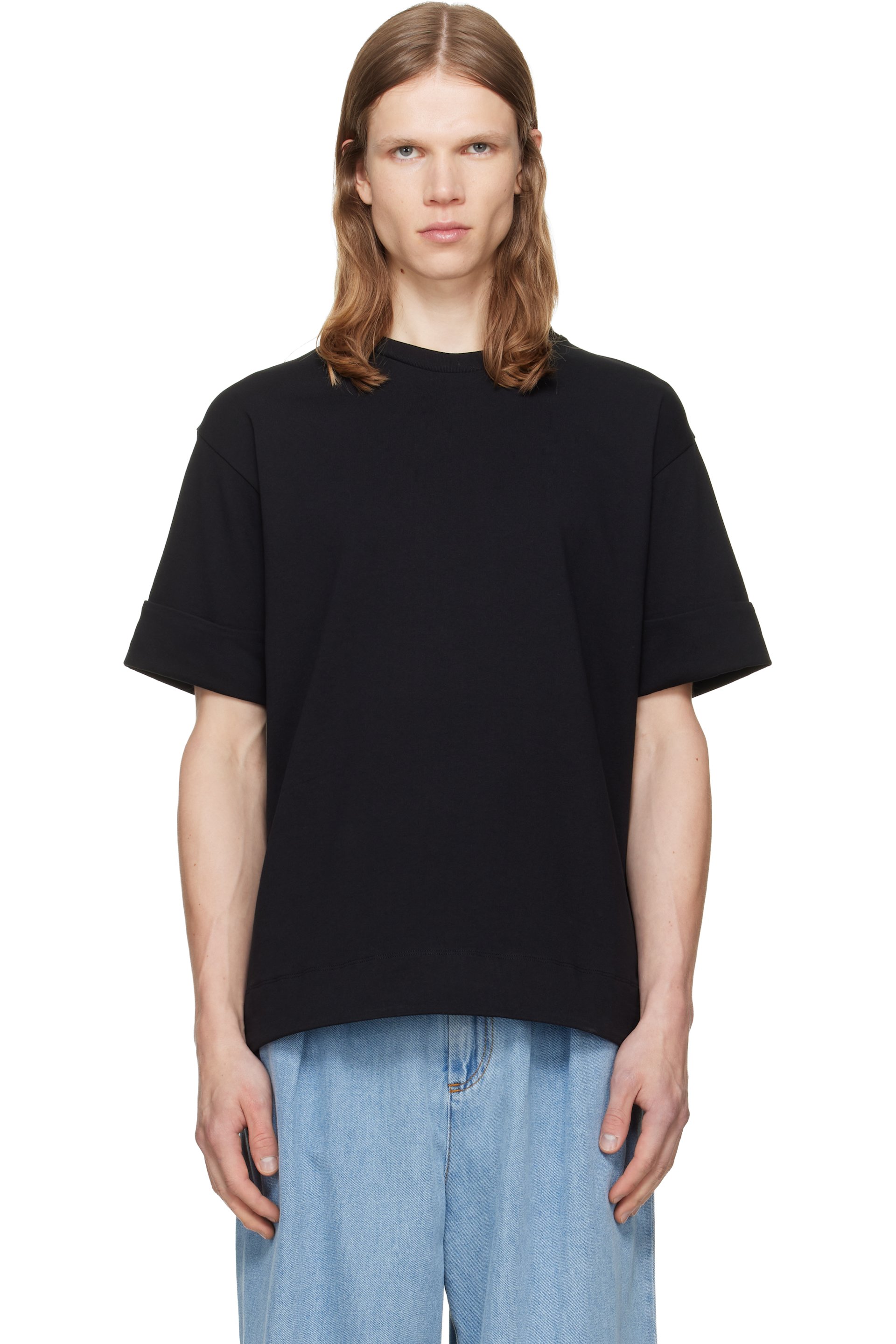 Simone Rocha - ブラック Fitted Wire Turnup Tシャツ