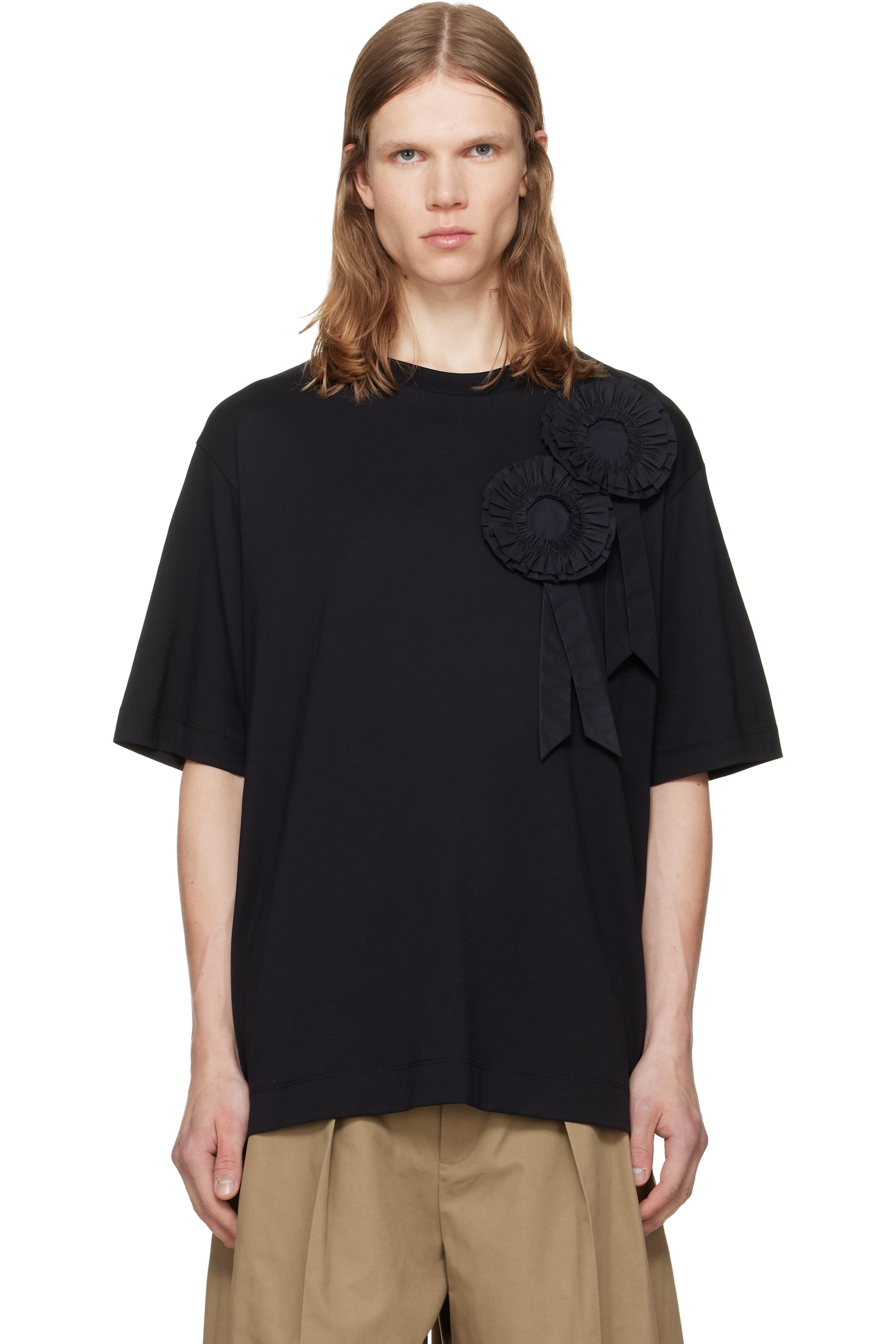 Simone Rocha - ブラック Ruffle Rosette ボクシー Tシャツ