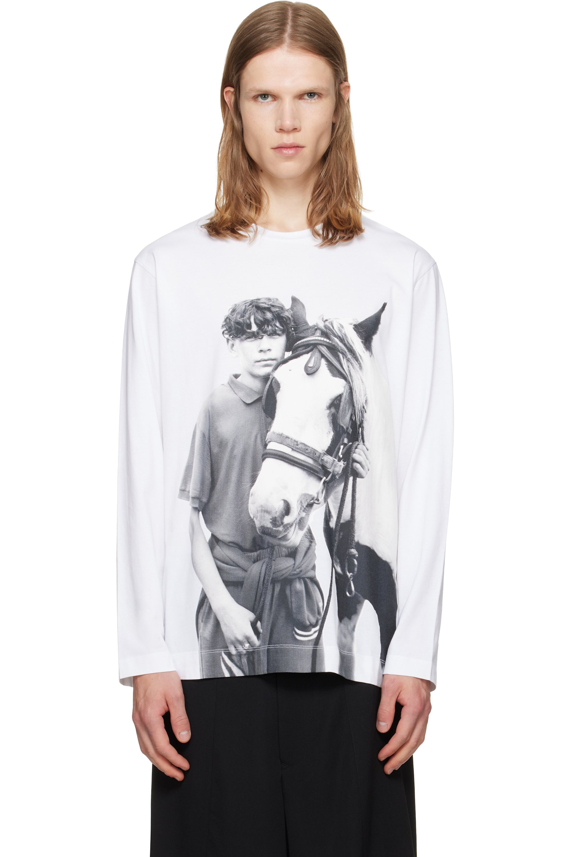 Simone Rocha - White 'Pony Kid' Print Long Sleeve T-shirt