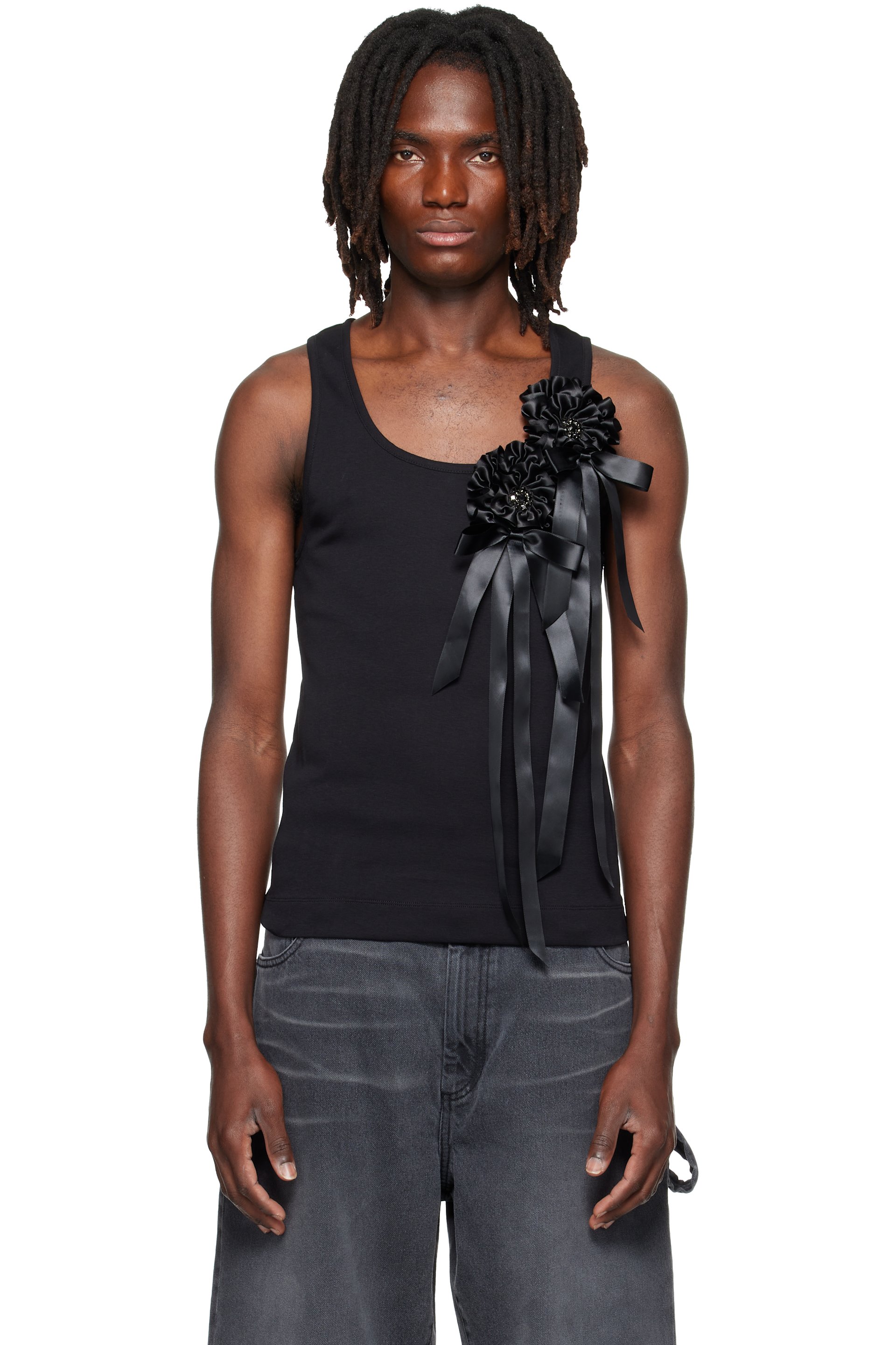 Simone Rocha - Black Ribbon Rosette Boy Tank Top