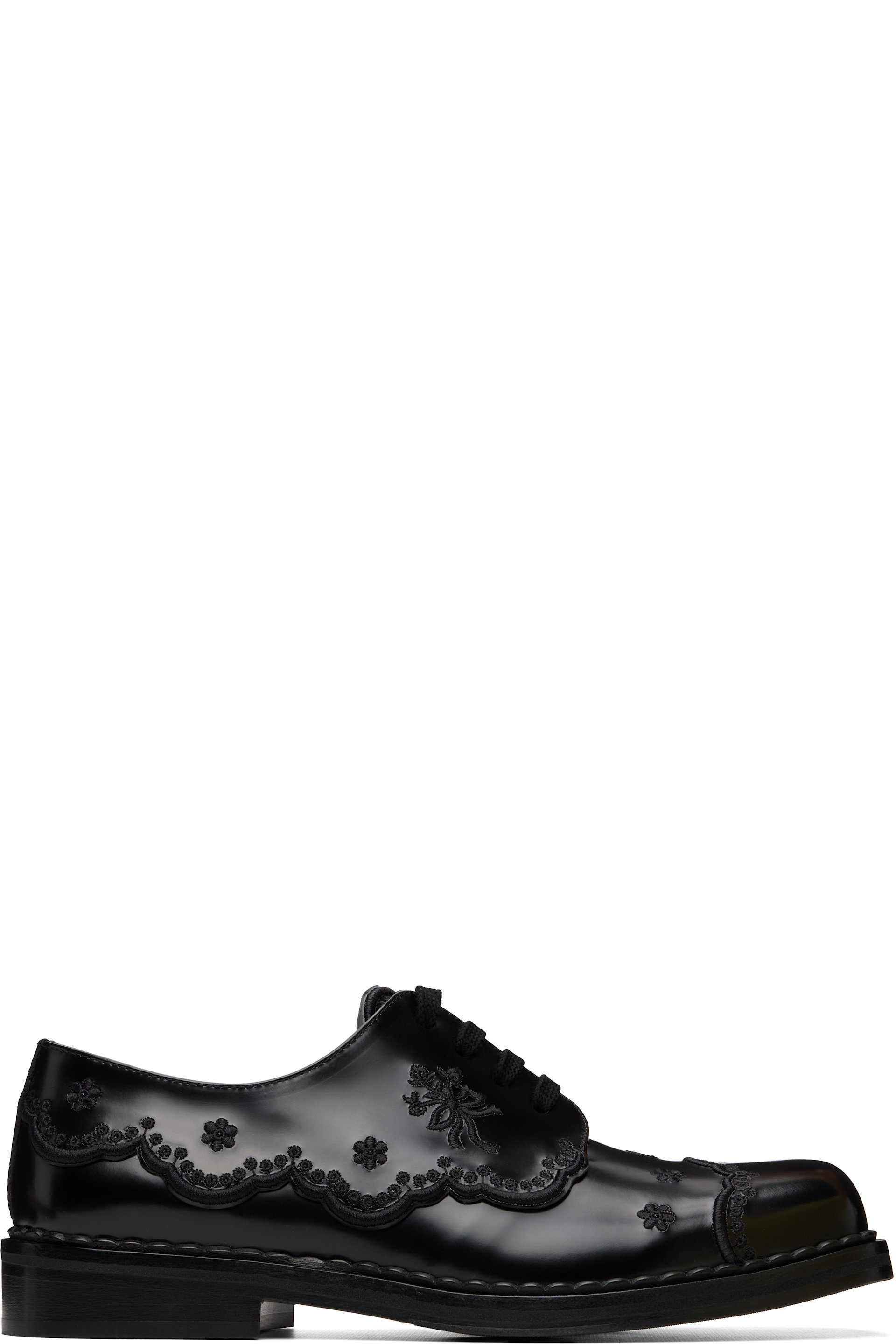 Simone Rocha - Black Floral Lace Brogue Derbys