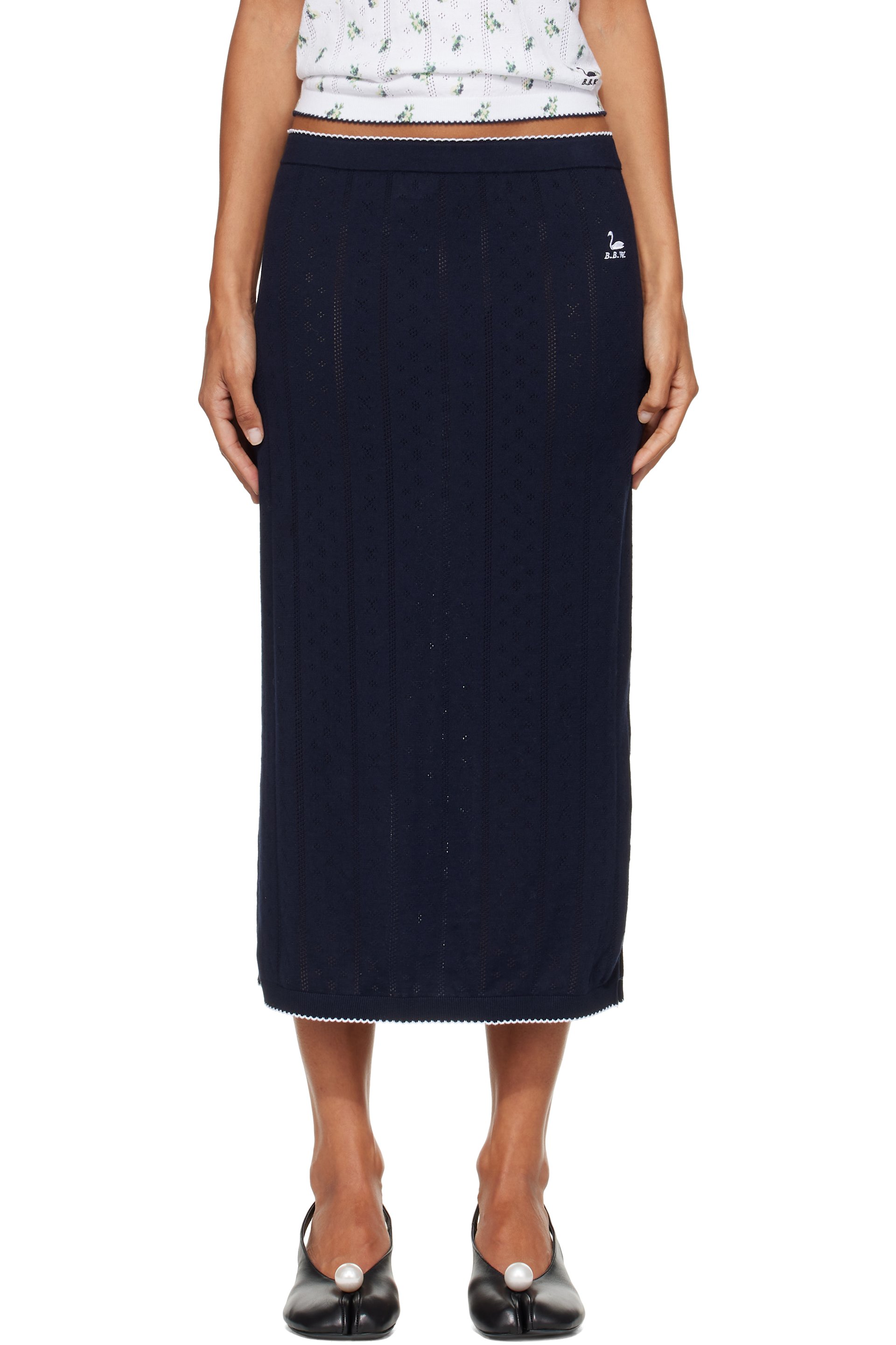 B.B. Wallace - Navy Serra Midi Skirt