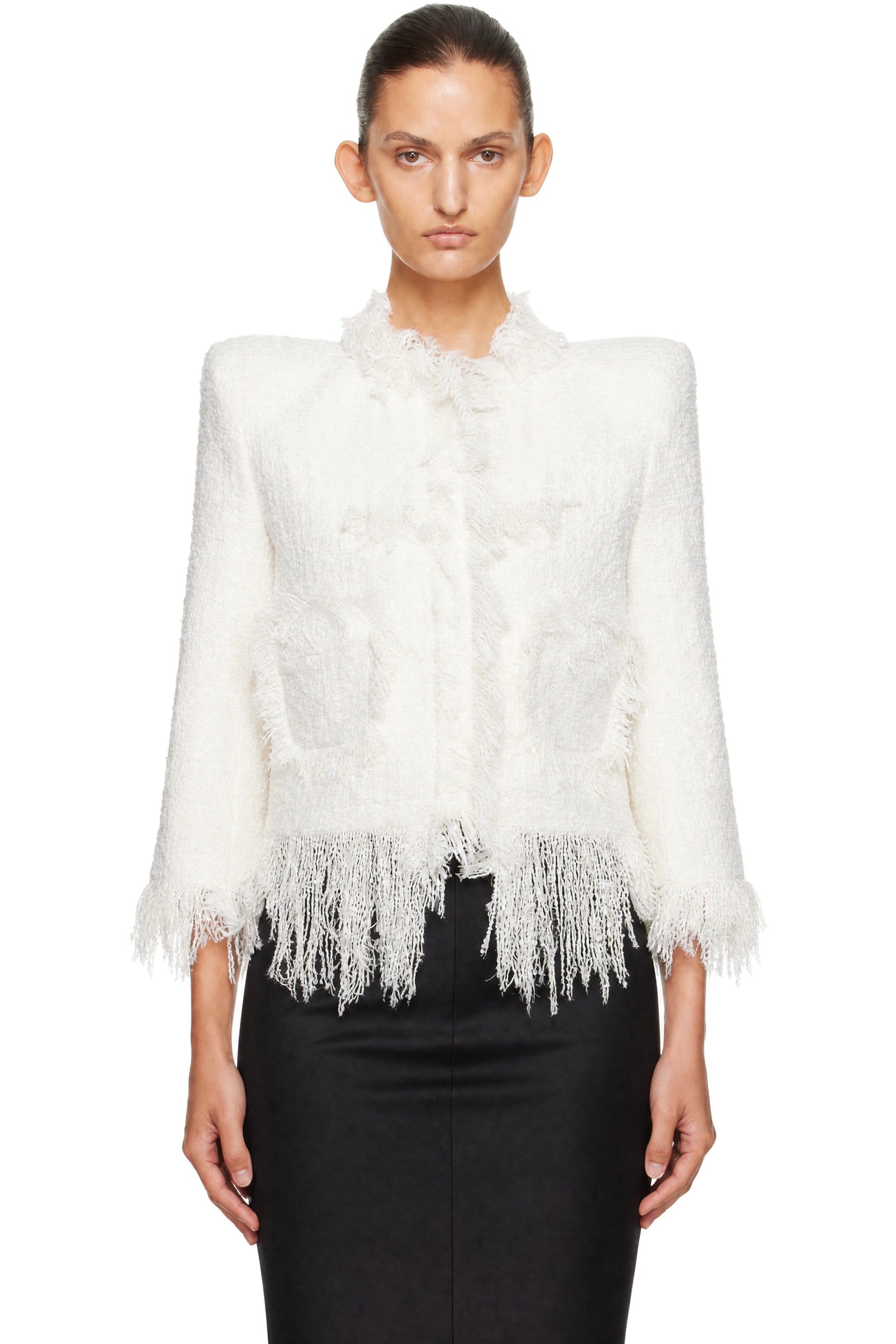 MATIÈRES FÉCALES - Off-White Mademoiselle Tweed Dechire Jacket