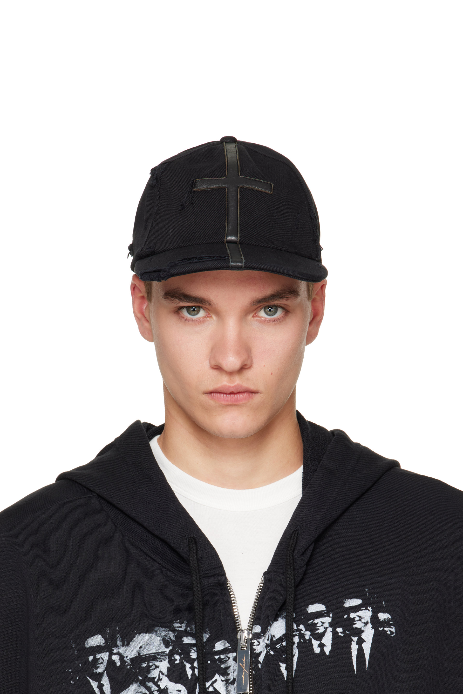 MATIÈRES FÉCALES - Casquette Symbol noire en cuir